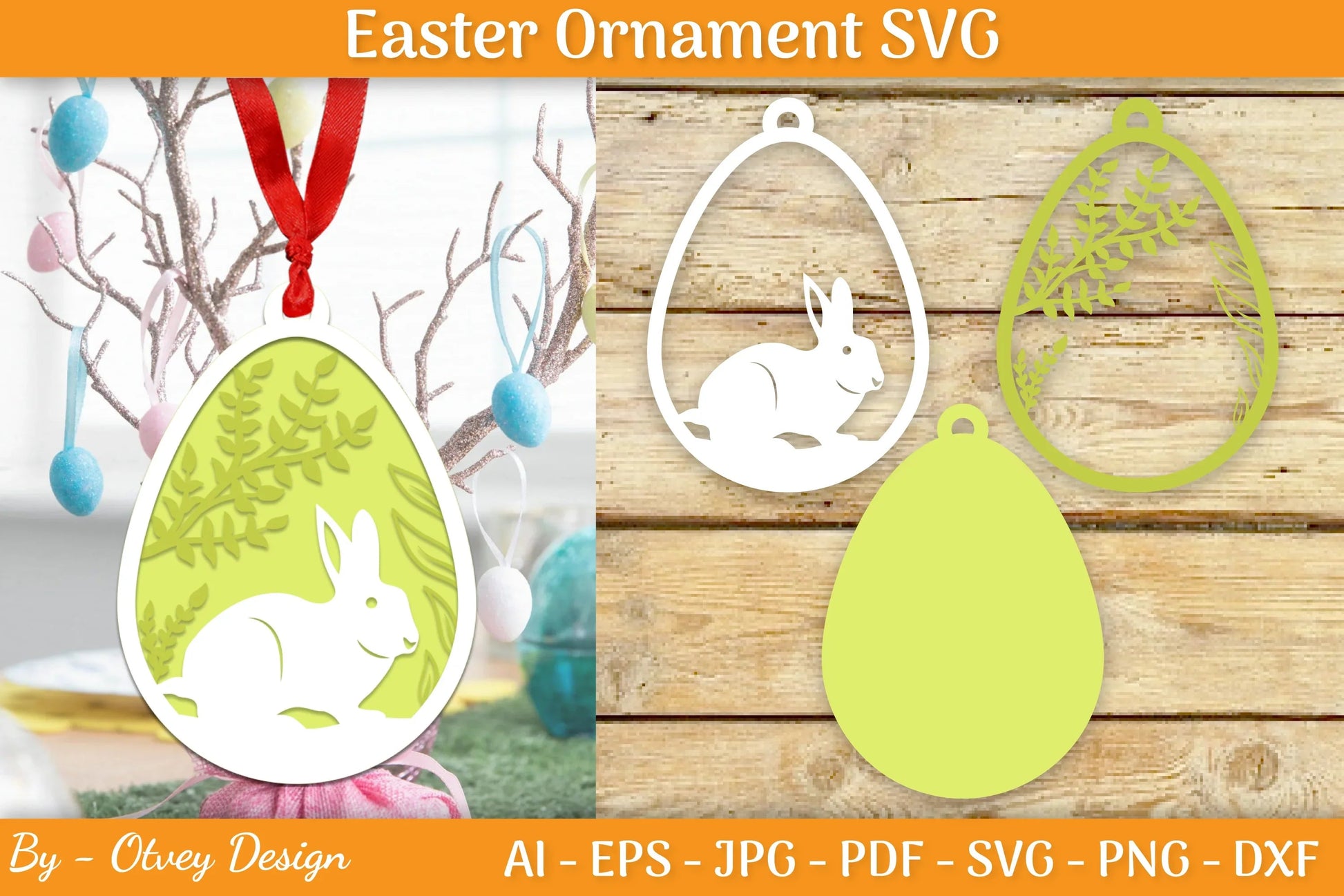 Bunny Easter Layered Ornaments SVG Bundle - CraftNest - Digital Crafting and Art