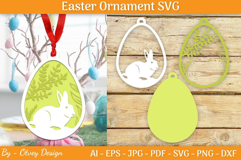 Bunny Easter Layered Ornaments SVG Bundle - CraftNest - Digital Crafting and Art