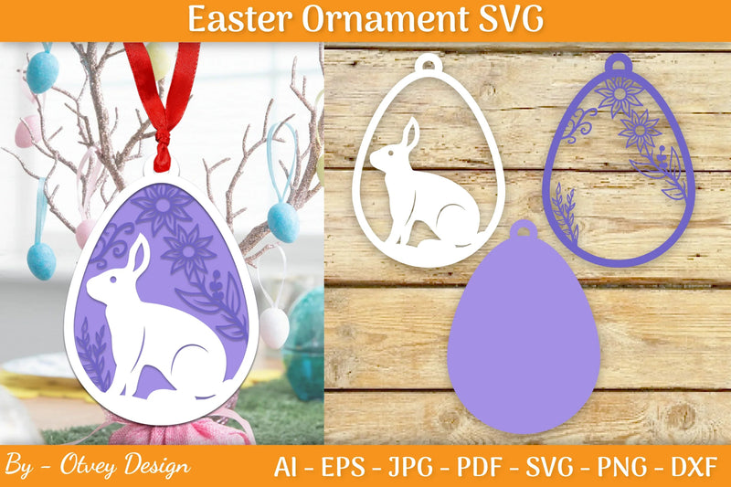 Bunny Easter Layered Ornaments SVG Bundle - CraftNest - Digital Crafting and Art