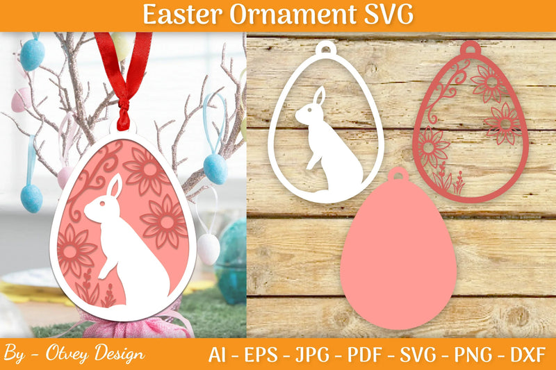 Bunny Easter Layered Ornaments SVG Bundle - CraftNest - Digital Crafting and Art