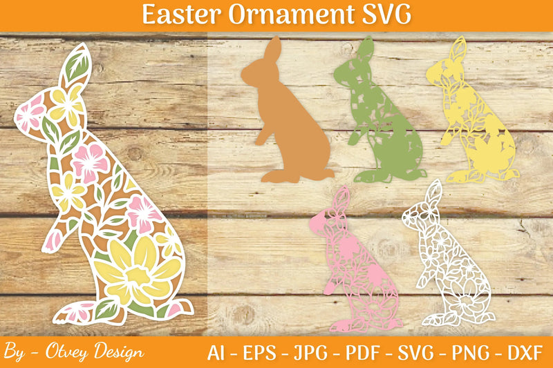 Bunny Flower Layered Papercut SVG Bundle - CraftNest - Digital Crafting and Art