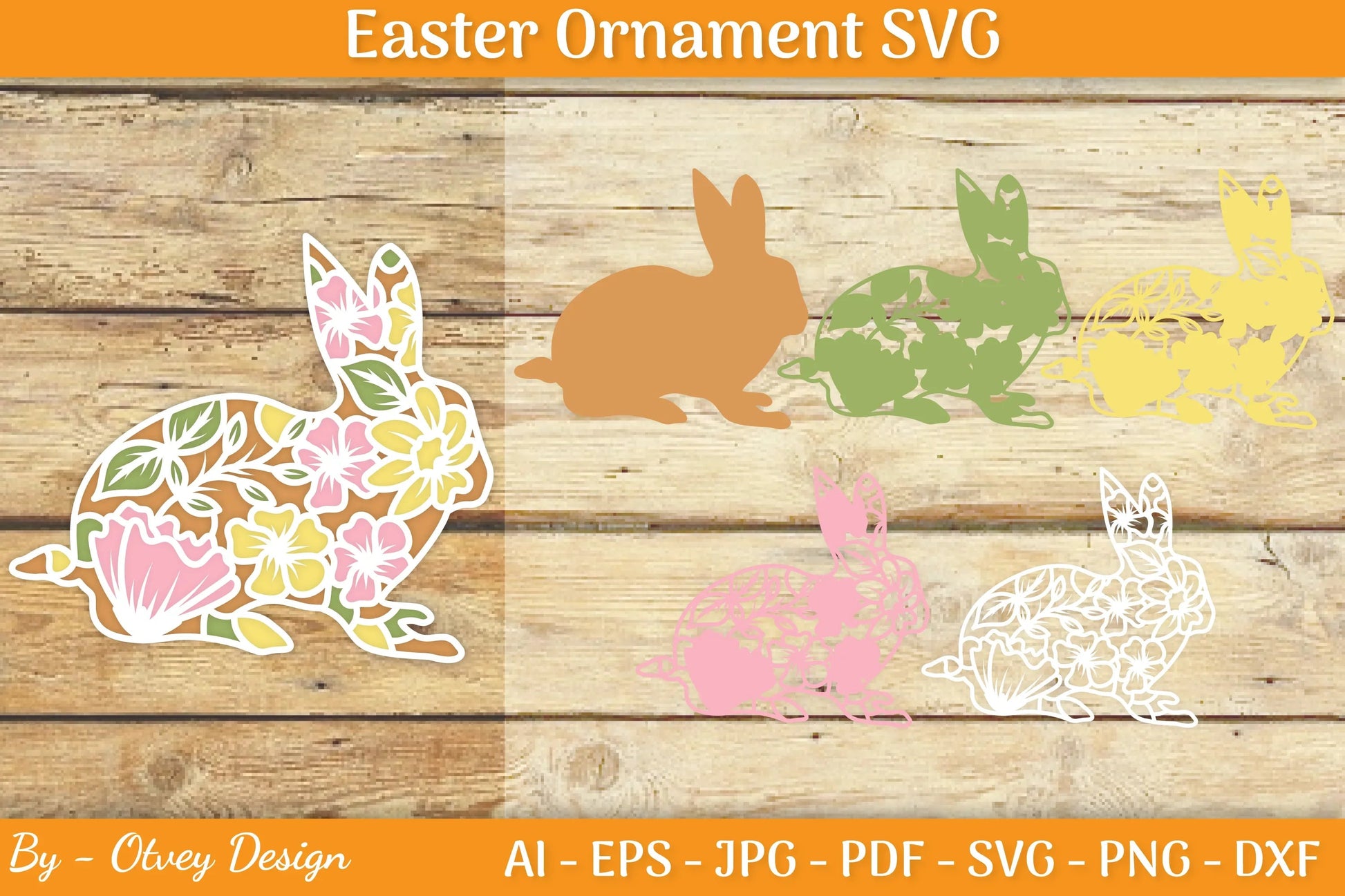 Bunny Flower Layered Papercut SVG Bundle - CraftNest - Digital Crafting and Art
