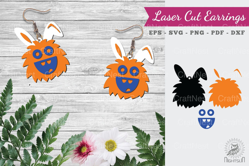 Bunny Monster Laser Cut Earrings Design Bundle - CraftNest - Digital Crafting and Art