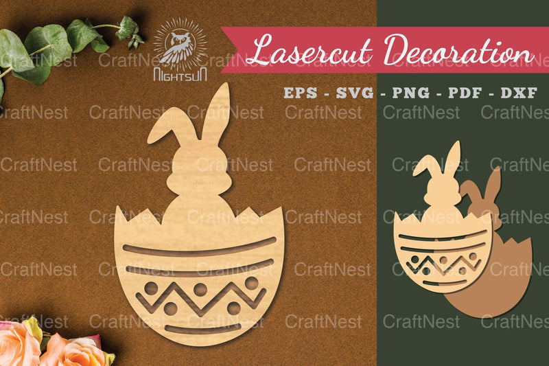 Bunny in Egg Laser Cut Decoration Clipart - CraftNest - Digital Crafting and Art