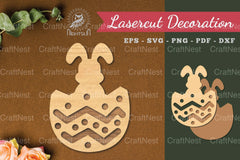 Bunny in Egg Laser Cut Decoration Clipart Bundle - CraftNest - Digital Crafting and Art