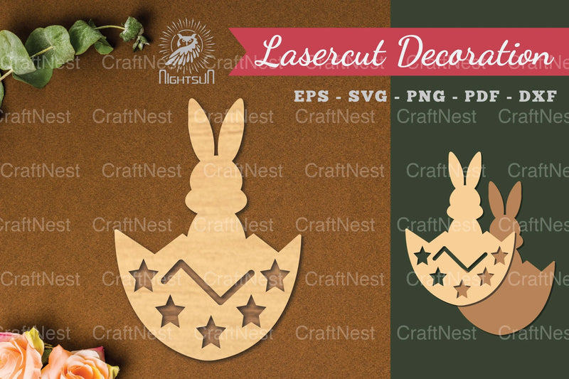 Bunny in Egg Laser Cut Decoration Clipart - CraftNest - Digital Crafting and Art