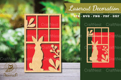 Bunny in the Window Laser Cut Decoration Clipart - CraftNest - Digital Crafting and Art