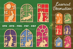 Bunny in The Window Laser Cut Decoration Bundle - CraftNest - Digital Crafting and Art