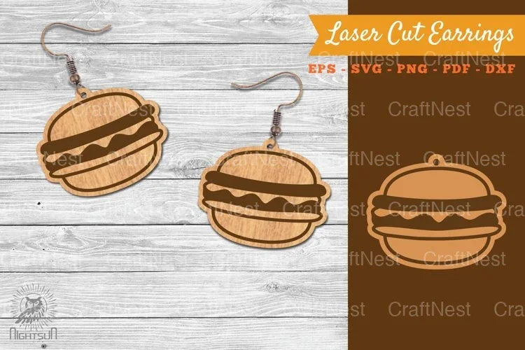 Burger Laser Cut Earrings SVG Bundle - CraftNest - Digital Crafting and Art