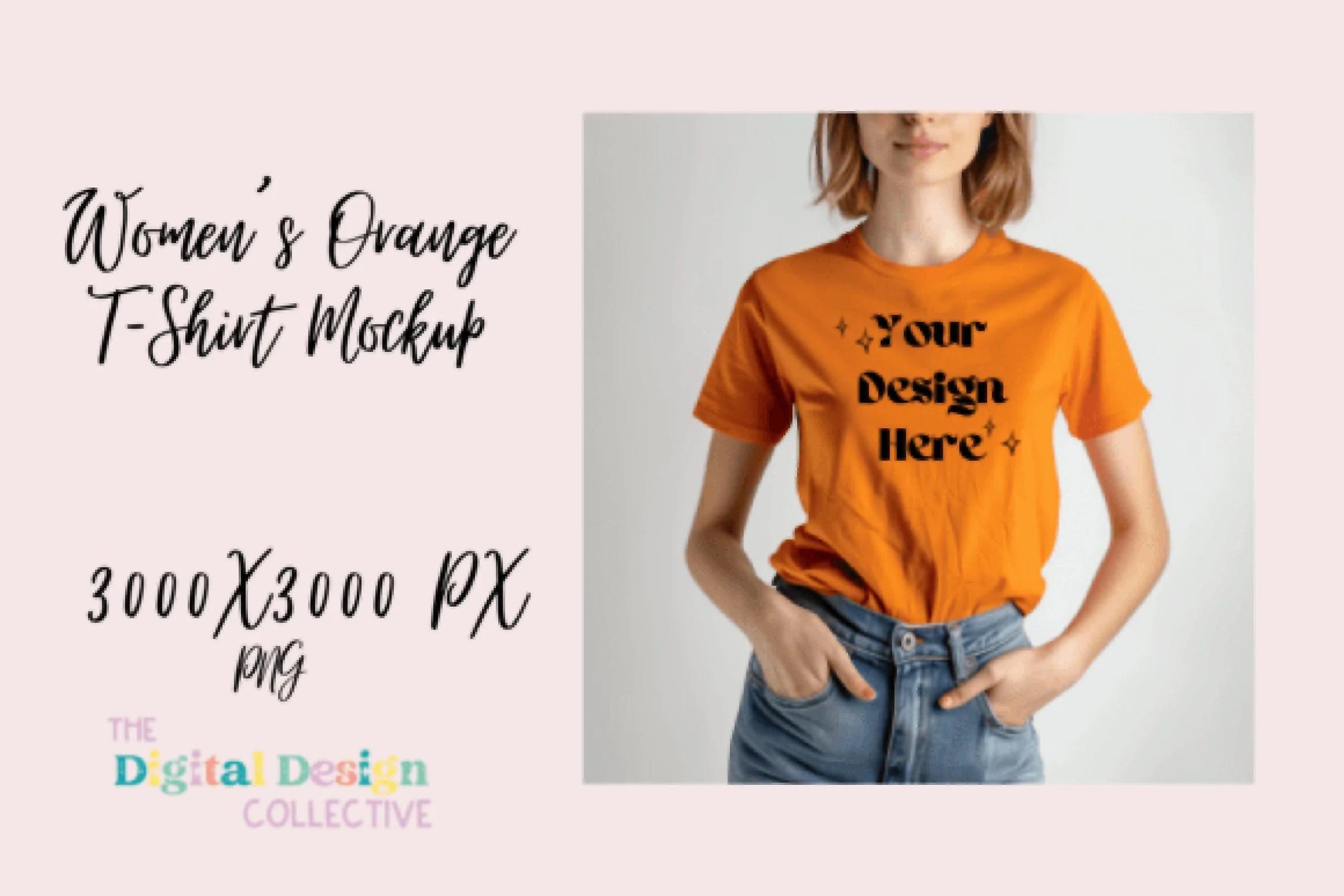 Women's Orange T-shirt Mockup - CraftNest - Digital Crafting and Art