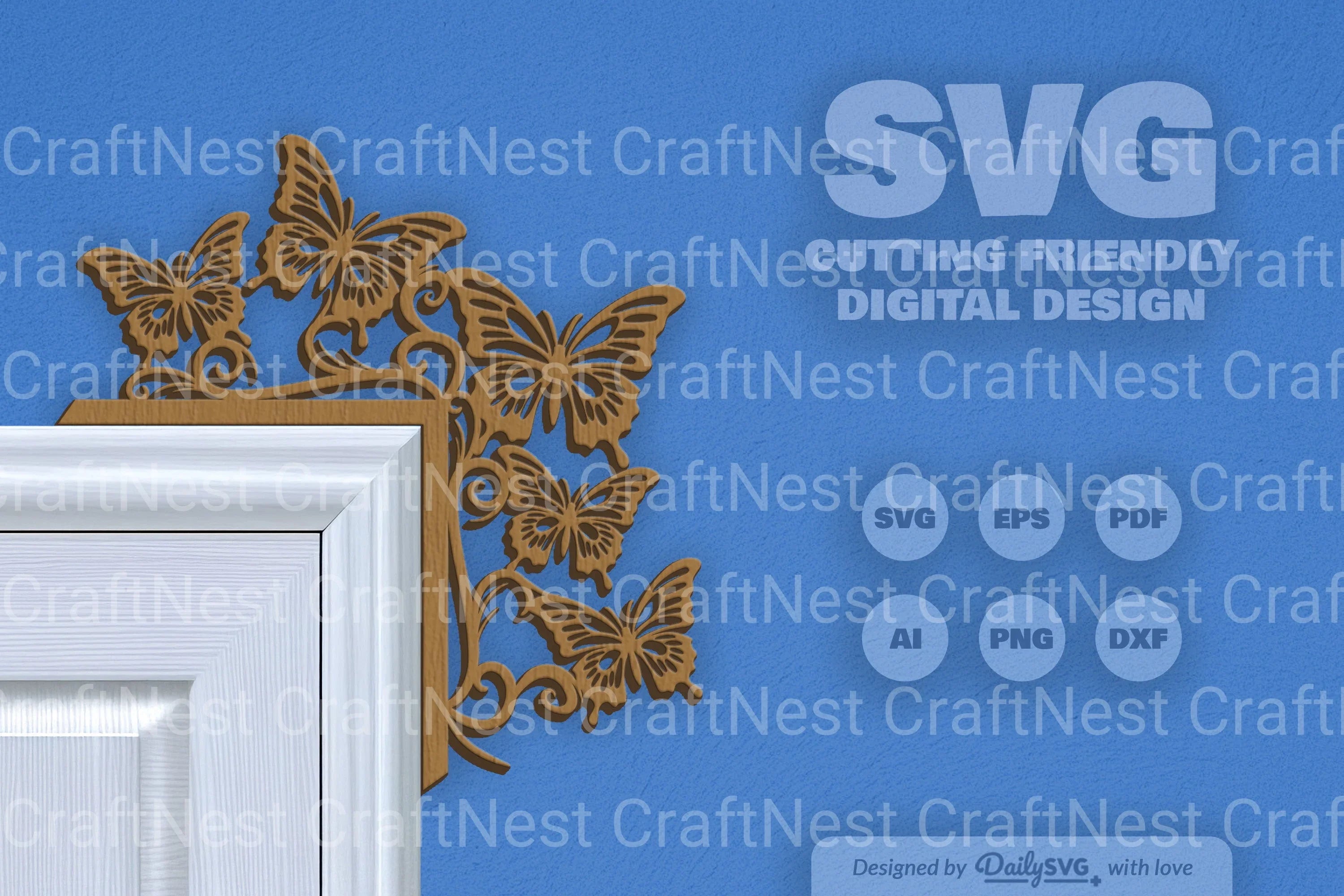 Butterflies Door Corner Laser Cut Clipart SVG Bundle