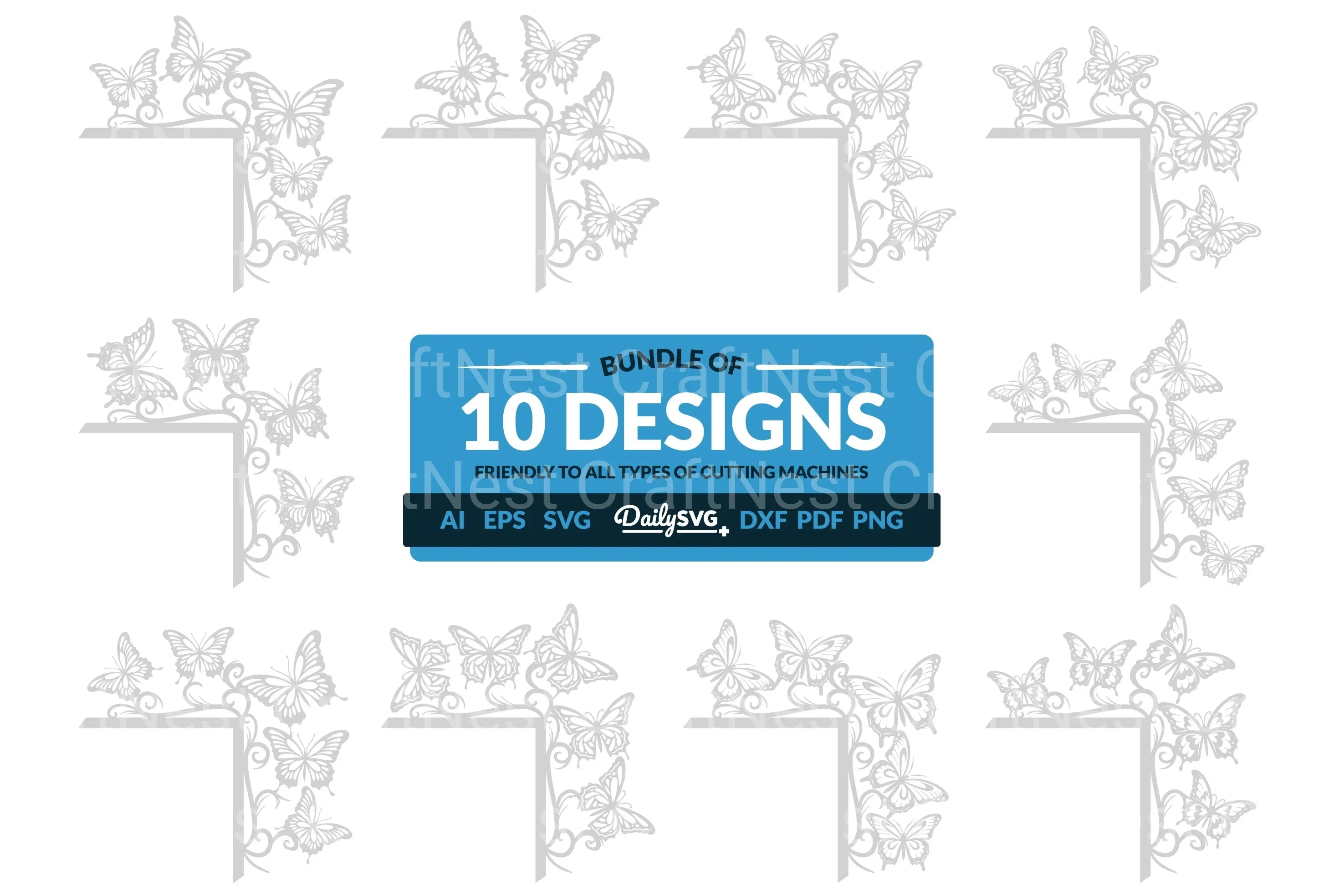 Butterflies Door Corner Laser Cut Clipart SVG Bundle