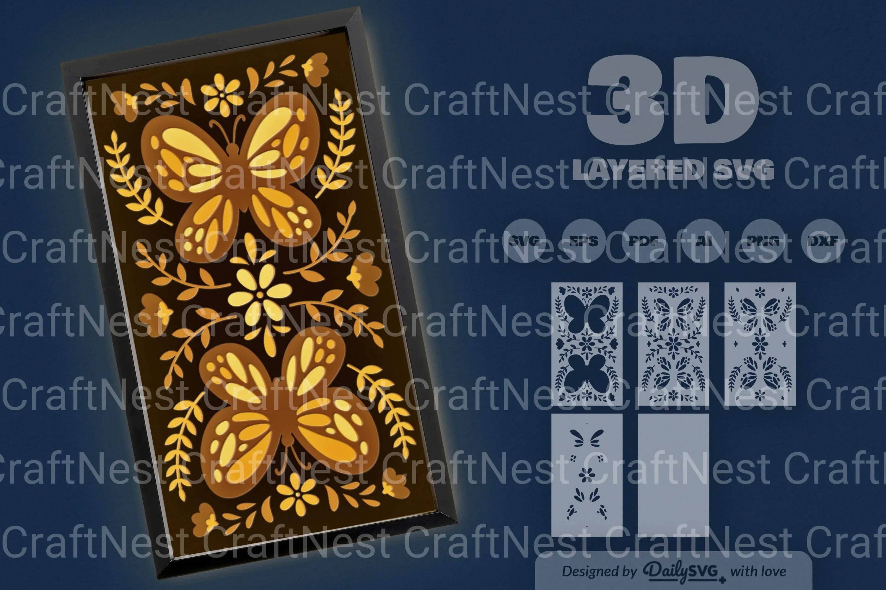 Butterflies Folk Art Papercut SVG Bundle - CraftNest - Digital Crafting and Art