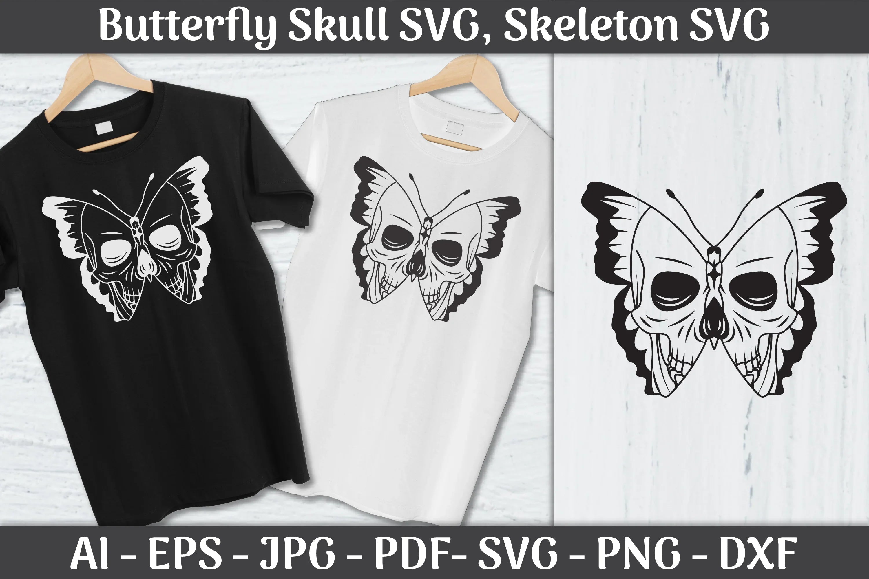 Butterfly Skull SVG Bundle: Skeleton SVG Collection - CraftNest - Digital Crafting and Art