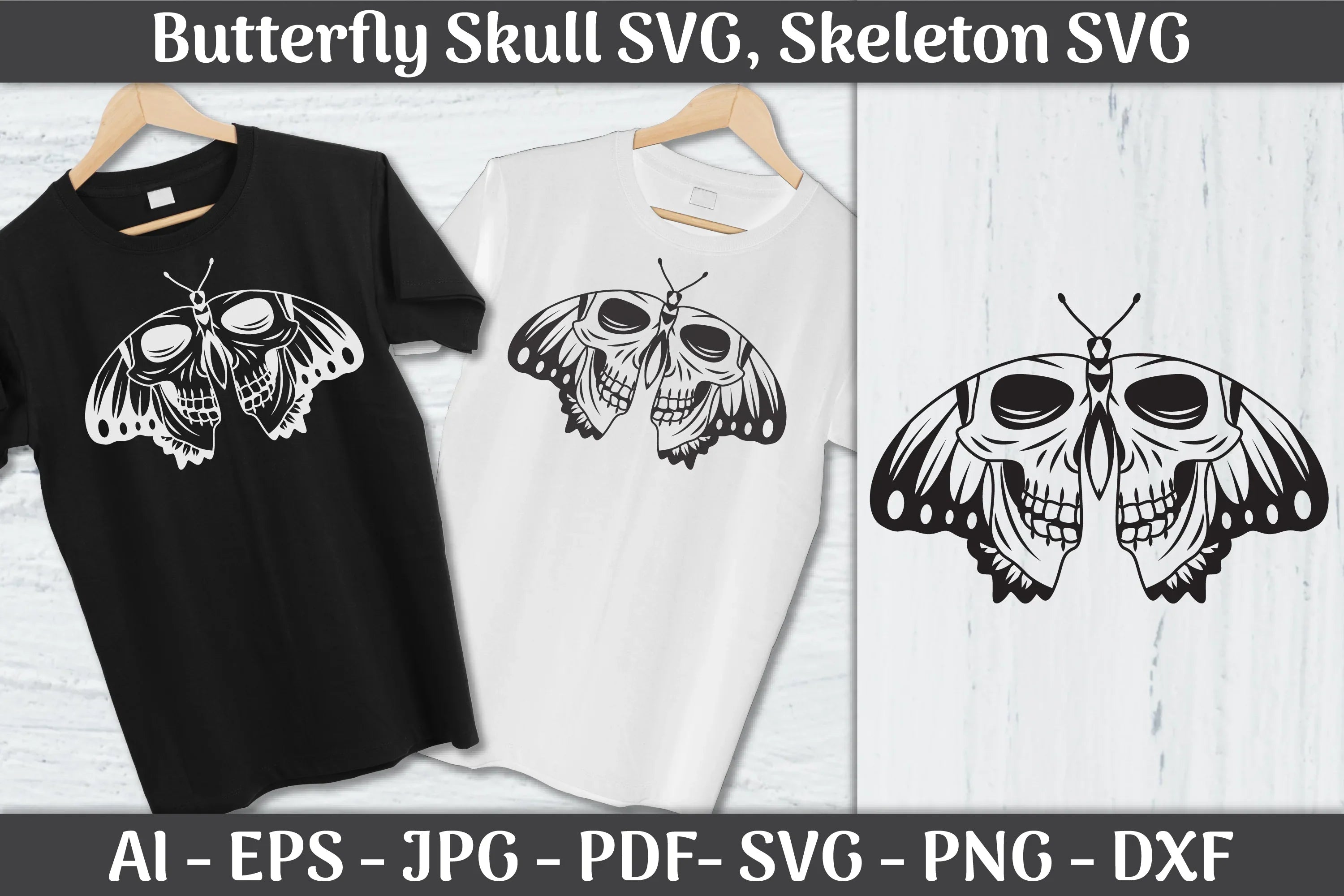 Butterfly Skull & Skeleton SVG Bundle1 - CraftNest - Digital Crafting and Art
