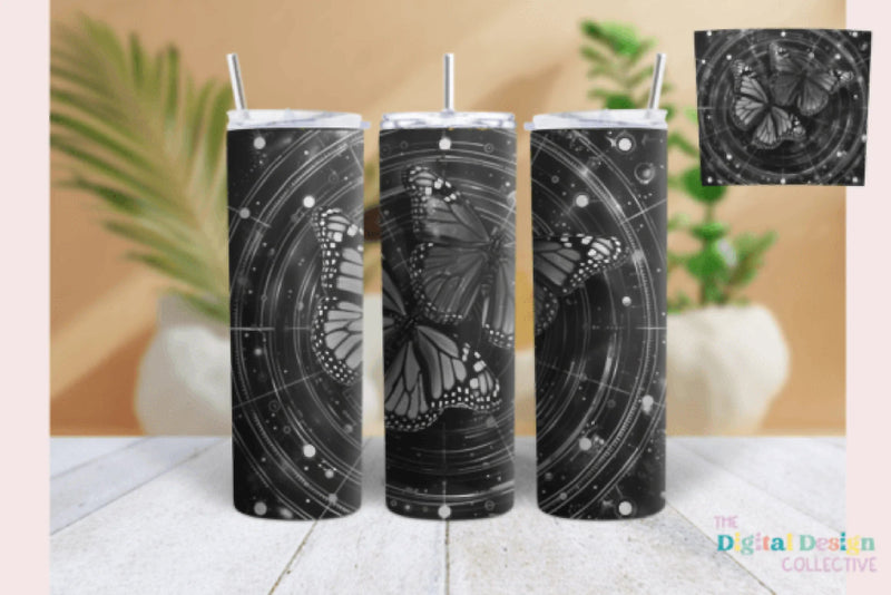 Black & White Butterfly Tumbler Wrap Bundle - CraftNest - Digital Crafting and Art