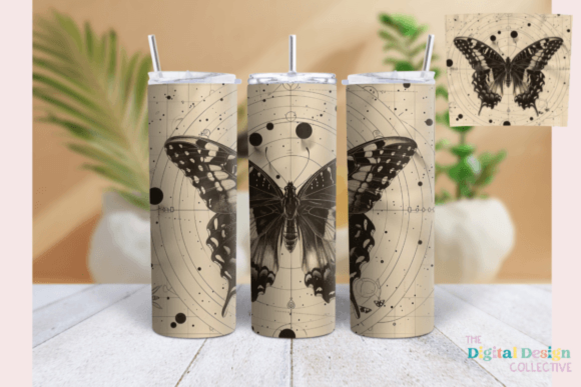Retro Butterfly Tumbler Wrap Bundle