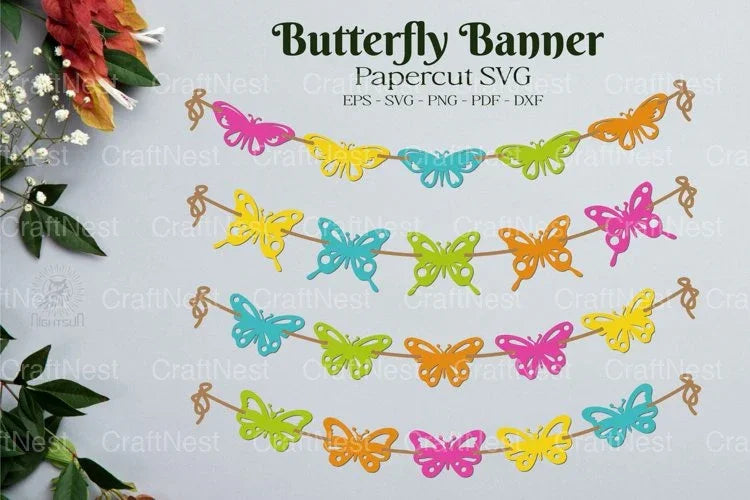 Butterfly Banner Papercut SVG Bundle - CraftNest - Digital Crafting and Art