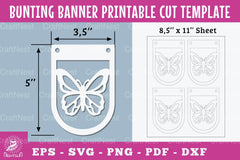 Butterfly Bunting Banner Printable Template Bundle - CraftNest - Digital Crafting and Art