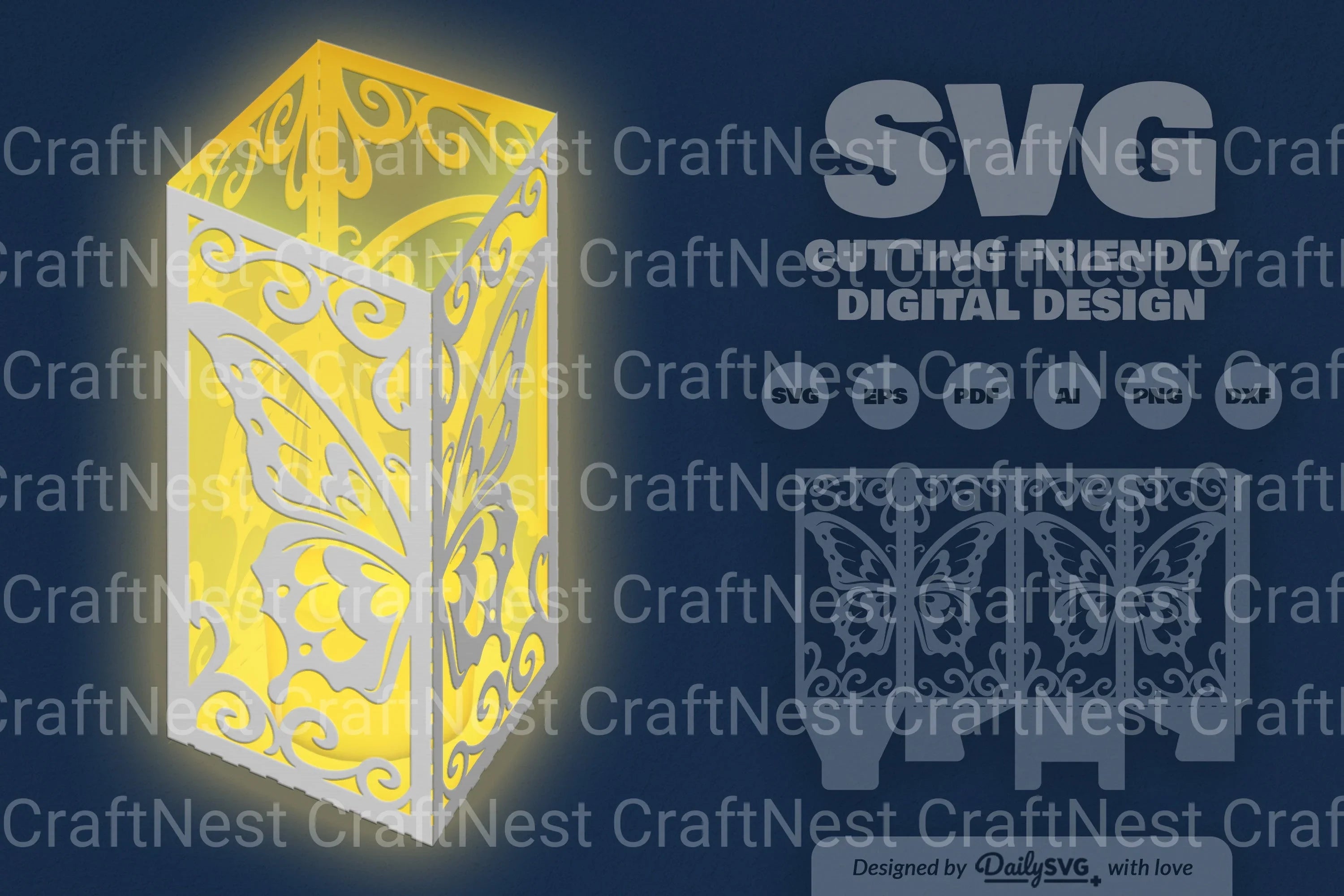 Butterfly Decorative Lantern Paper Cut Clipart