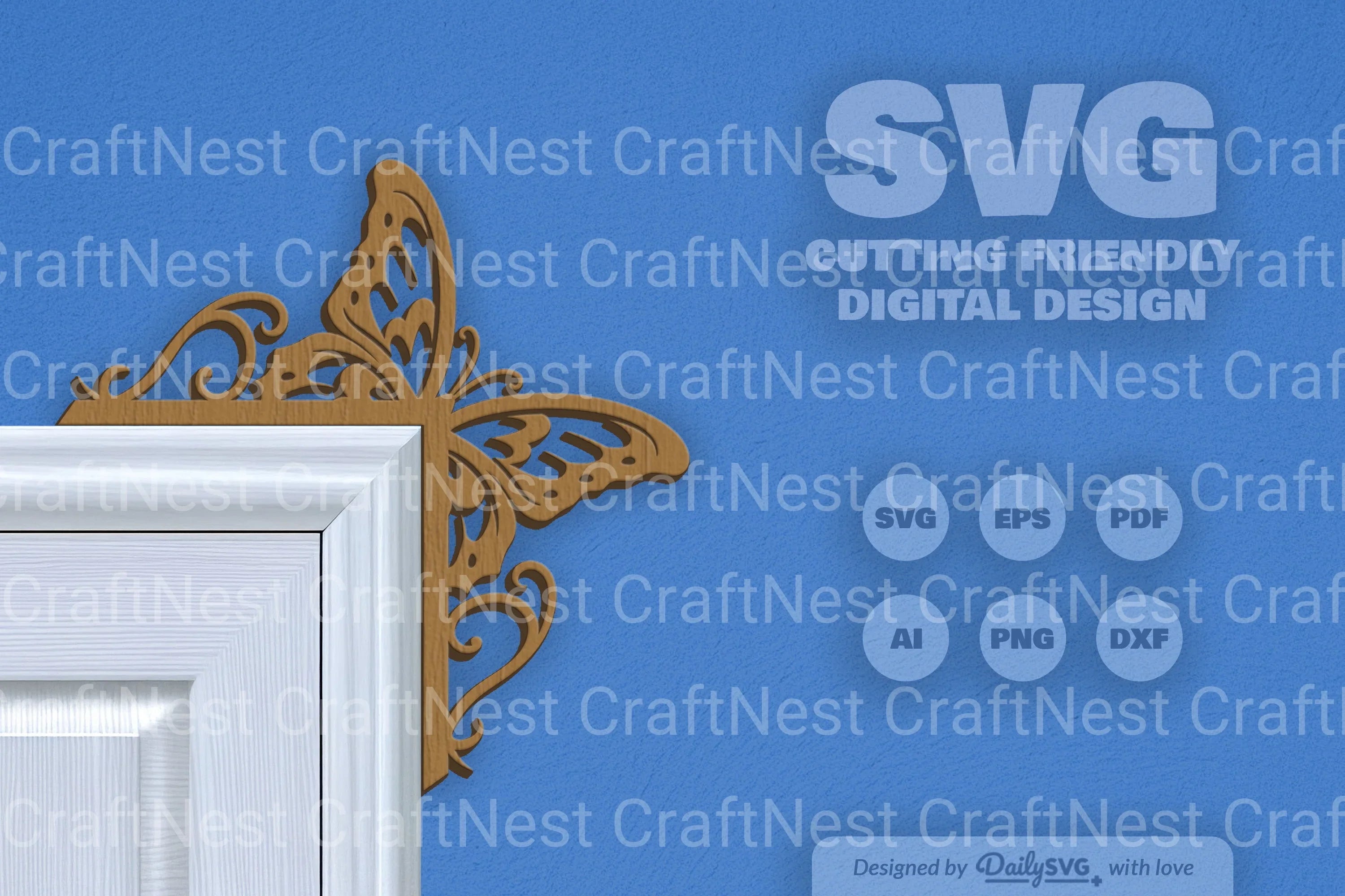 Butterfly Door Corner Laser Cut Clipart Design