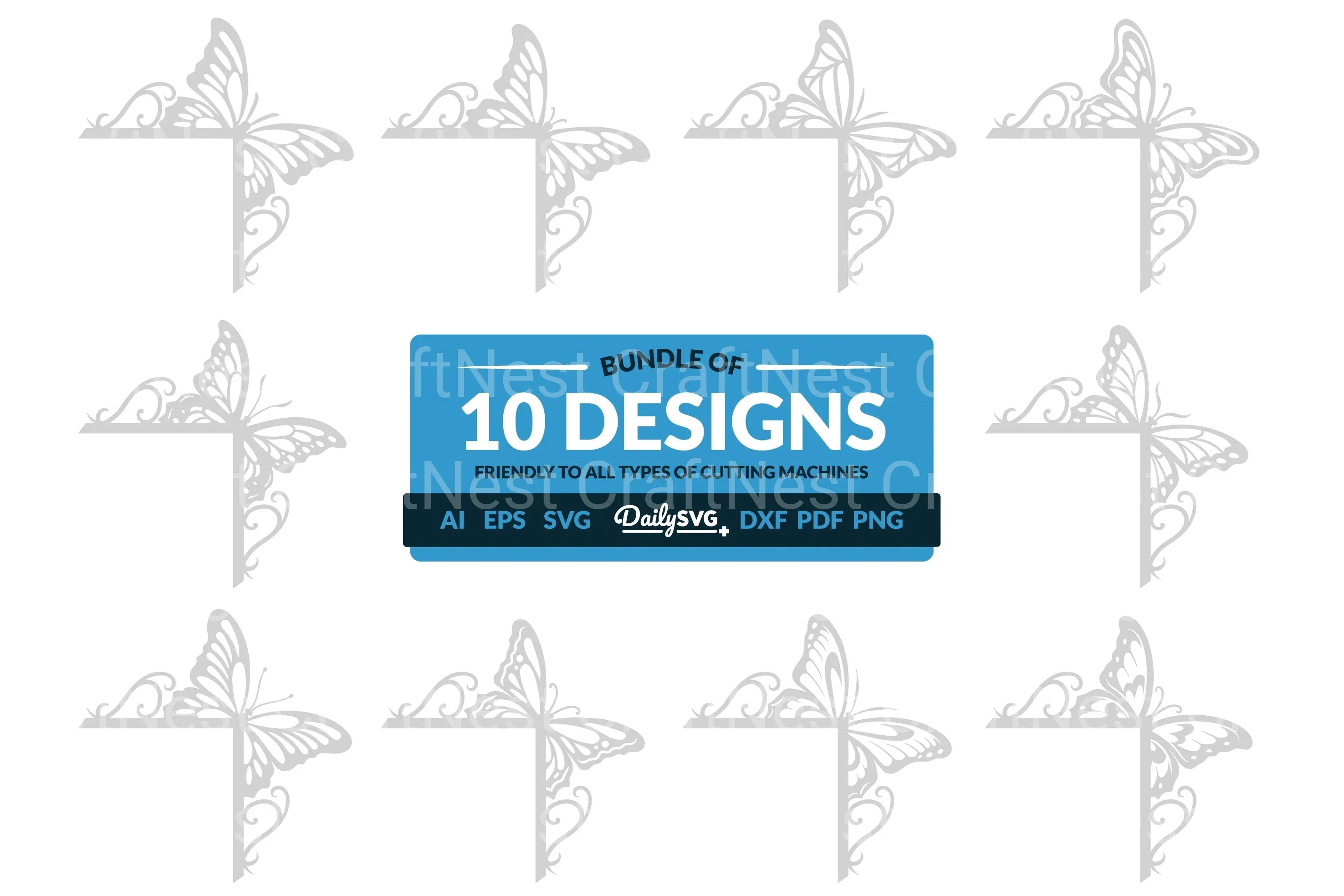 Butterfly Door Corner Laser Cut Clipart Design