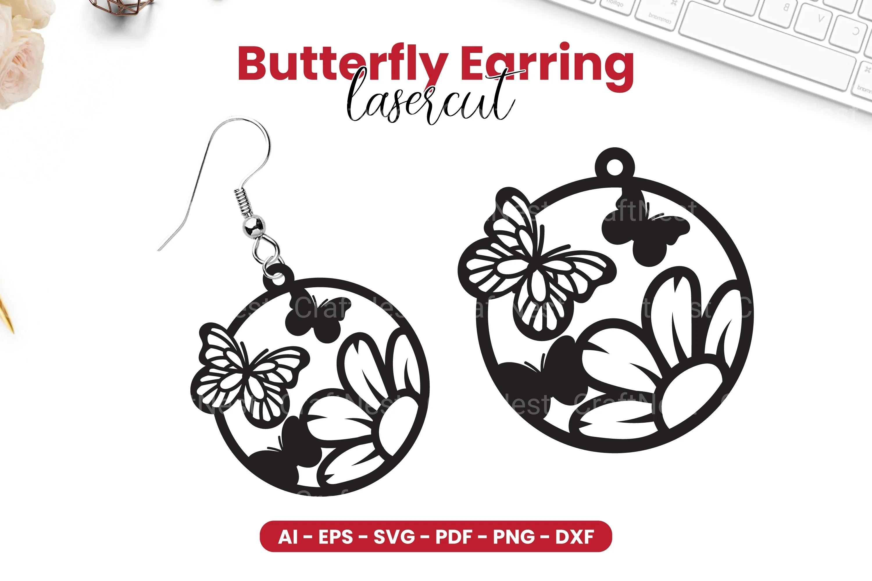 Butterfly Earring Laser Cut SVG Bundle - CraftNest - Digital Crafting and Art