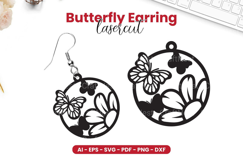 Butterfly Earring Laser Cut SVG Bundle - CraftNest - Digital Crafting and Art