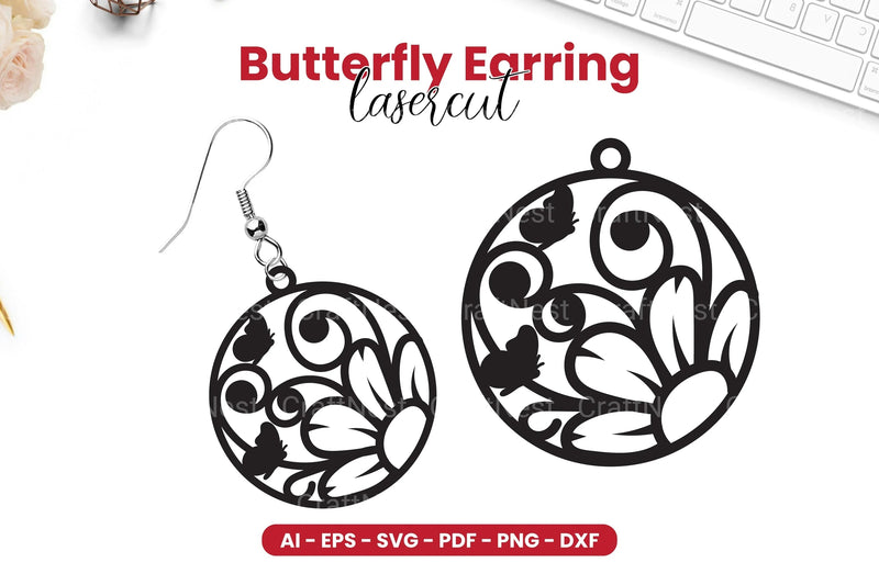 Butterfly Earring Laser Cut SVG Bundle Clipart - CraftNest - Digital Crafting and Art