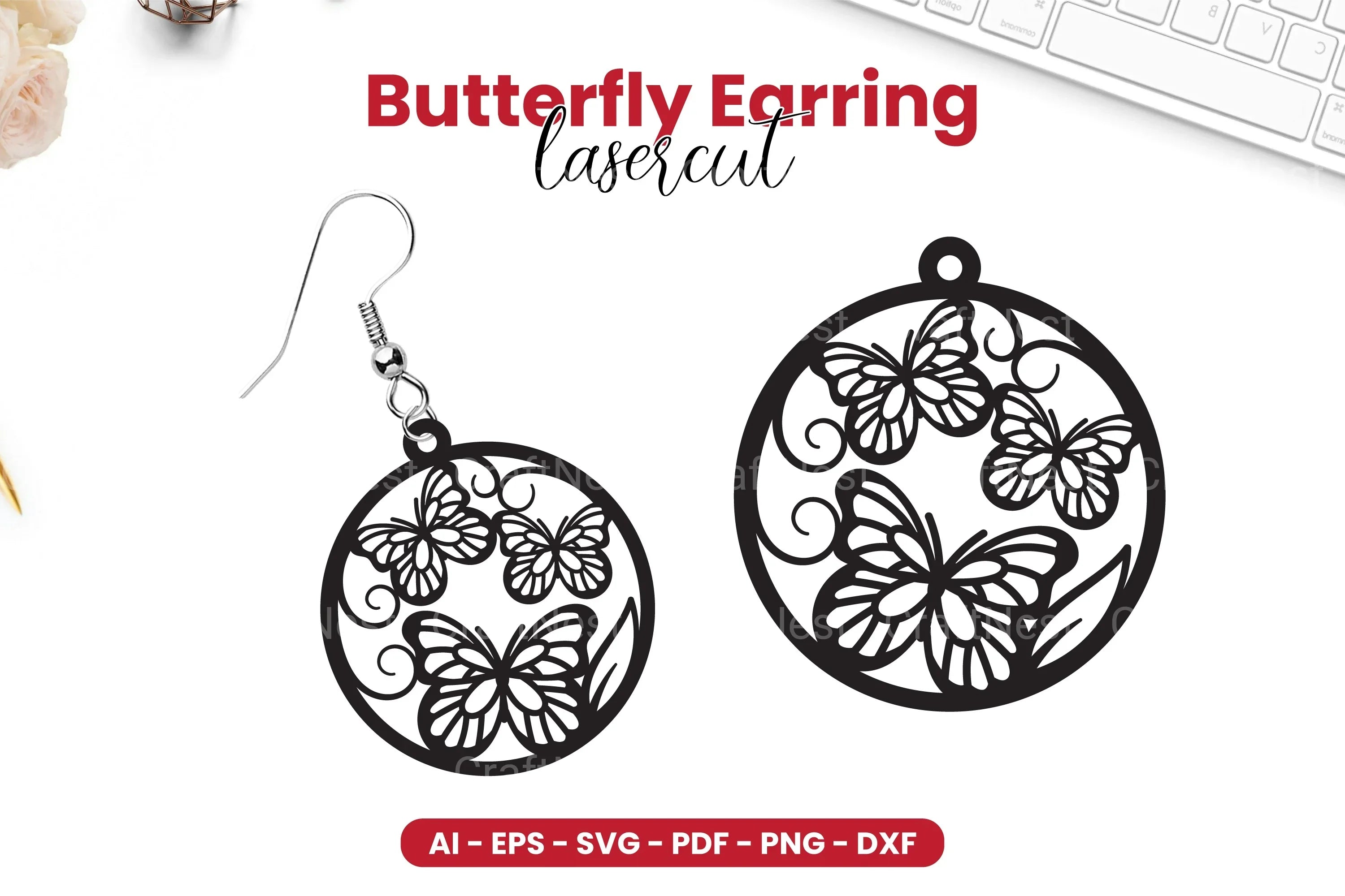 Butterfly Earring Laser Cut SVG Bundle - CraftNest - Digital Crafting and Art