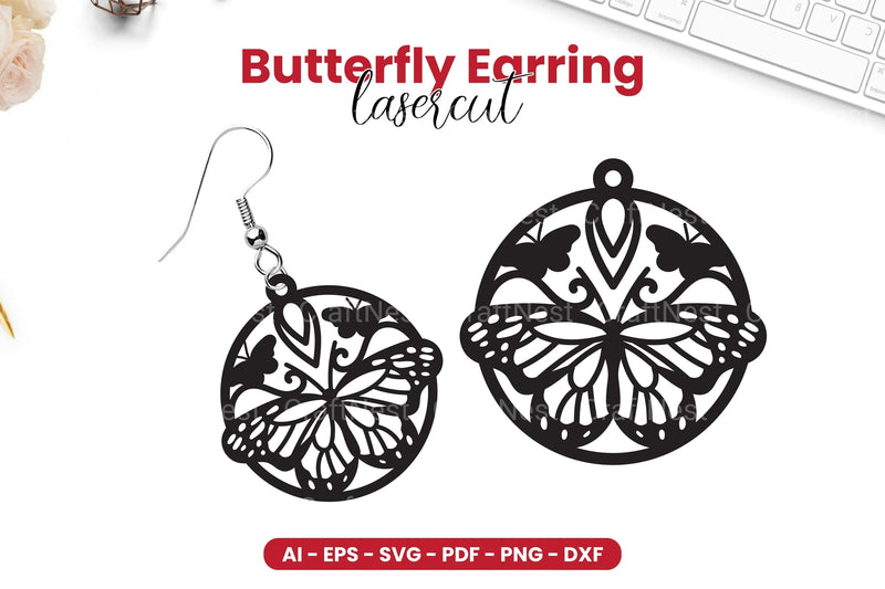 Butterfly Earring Laser Cut SVG Bundle Clipart - CraftNest - Digital Crafting and Art