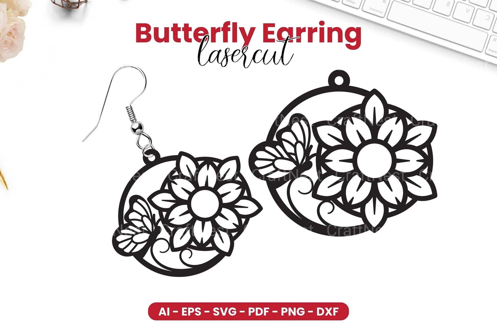 Butterfly Earring Laser Cut SVG Bundle Clipart - CraftNest - Digital Crafting and Art