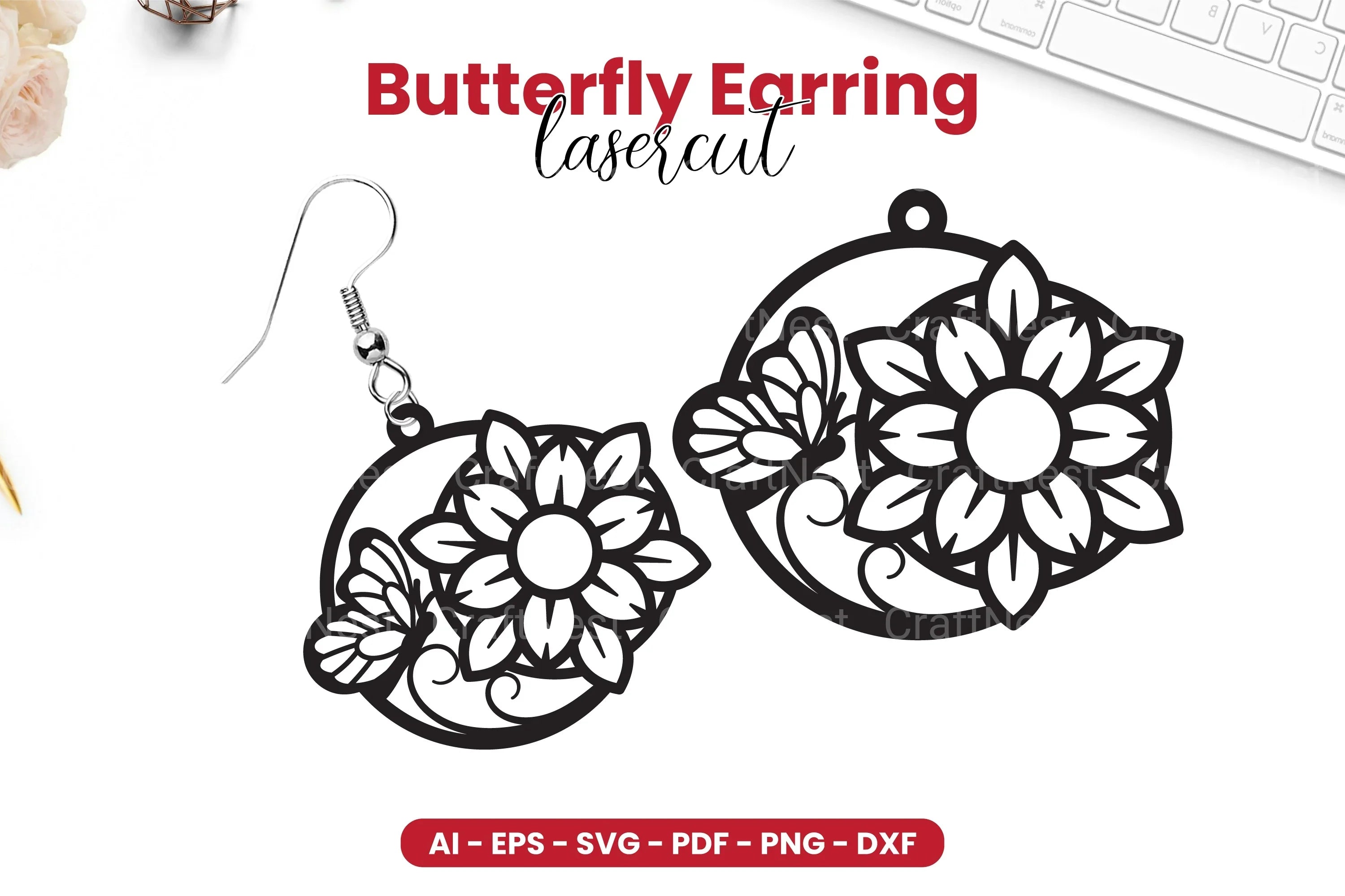 Butterfly Earring Laser Cut SVG Bundle Clipart - CraftNest - Digital Crafting and Art