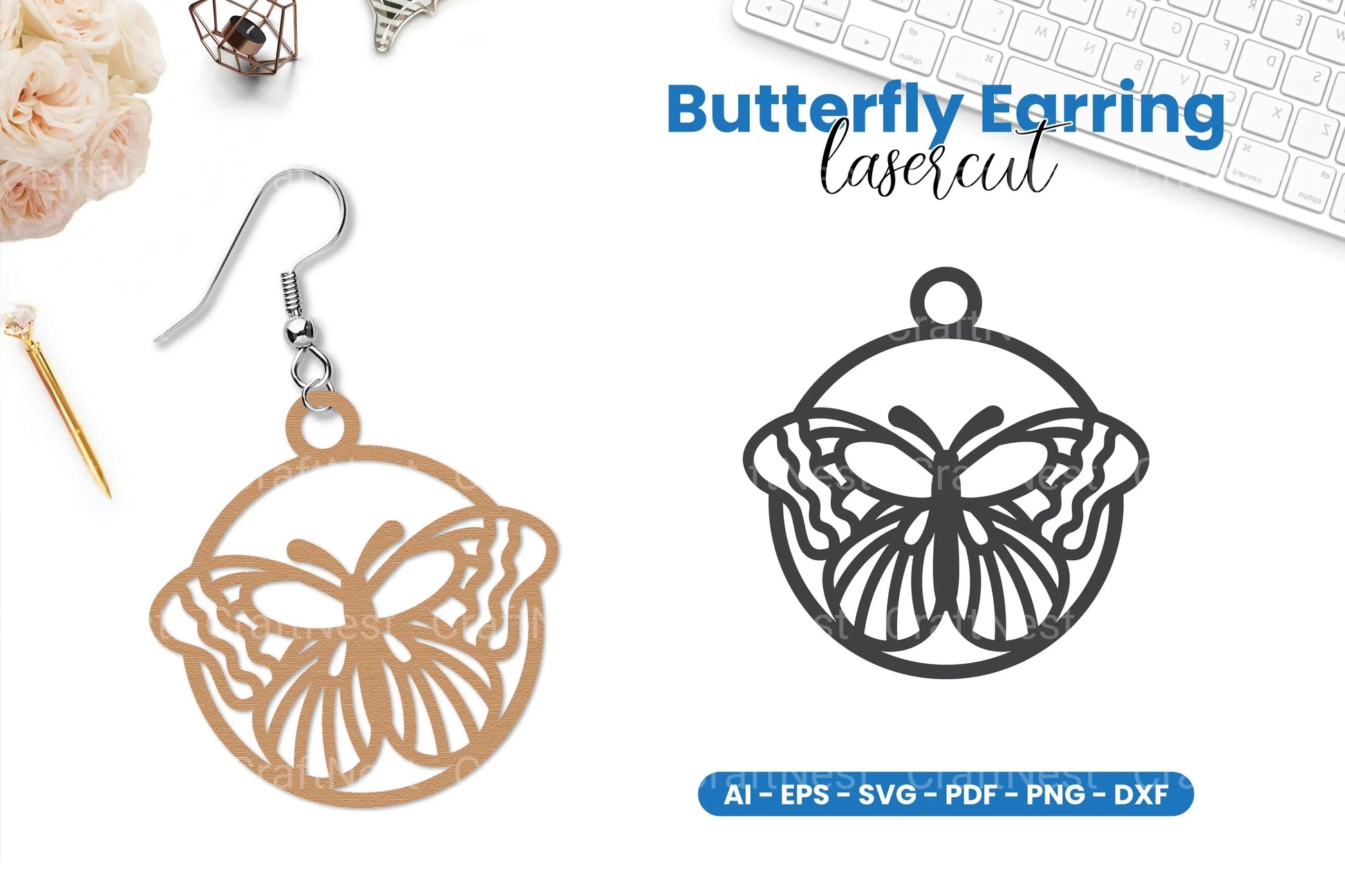 Butterfly Earring Lasercut SVG Bundle - CraftNest - Digital Crafting and Art