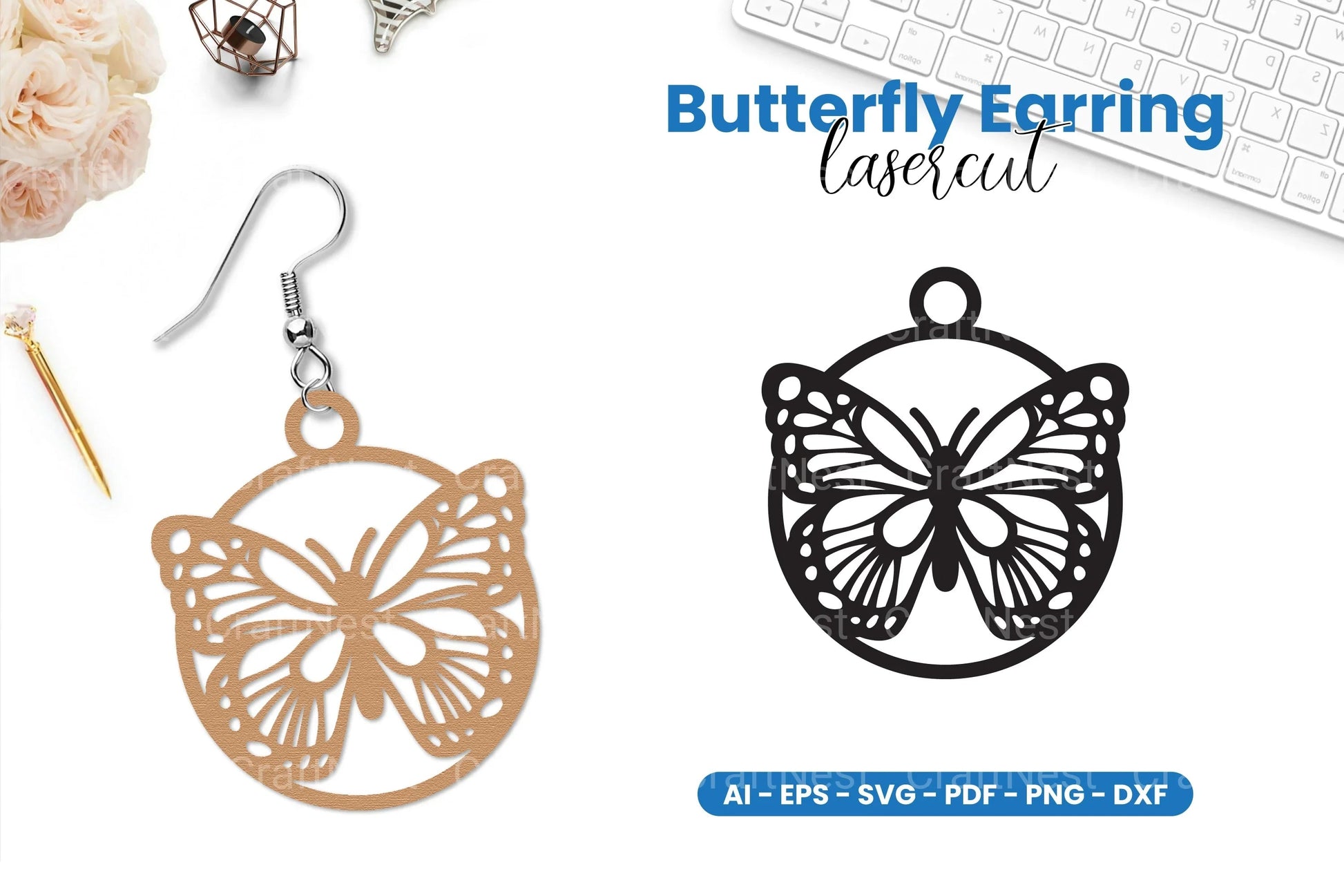 Butterfly Earring Lasercut SVG Bundle - CraftNest - Digital Crafting and Art