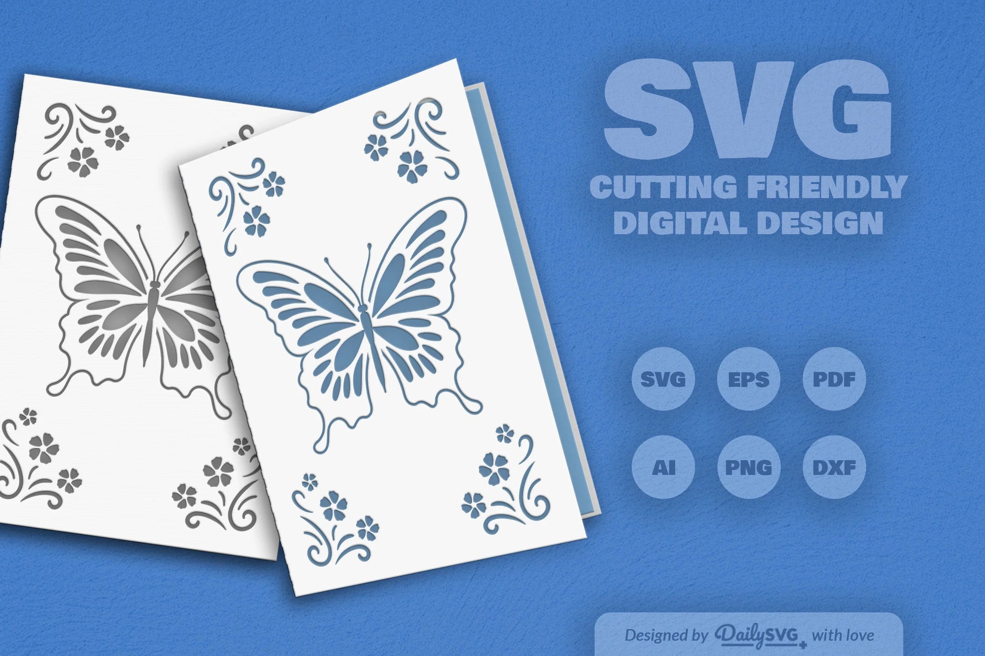 Butterfly Floral Greeting Card Clipart SVG Bundle - CraftNest - Digital Crafting and Art
