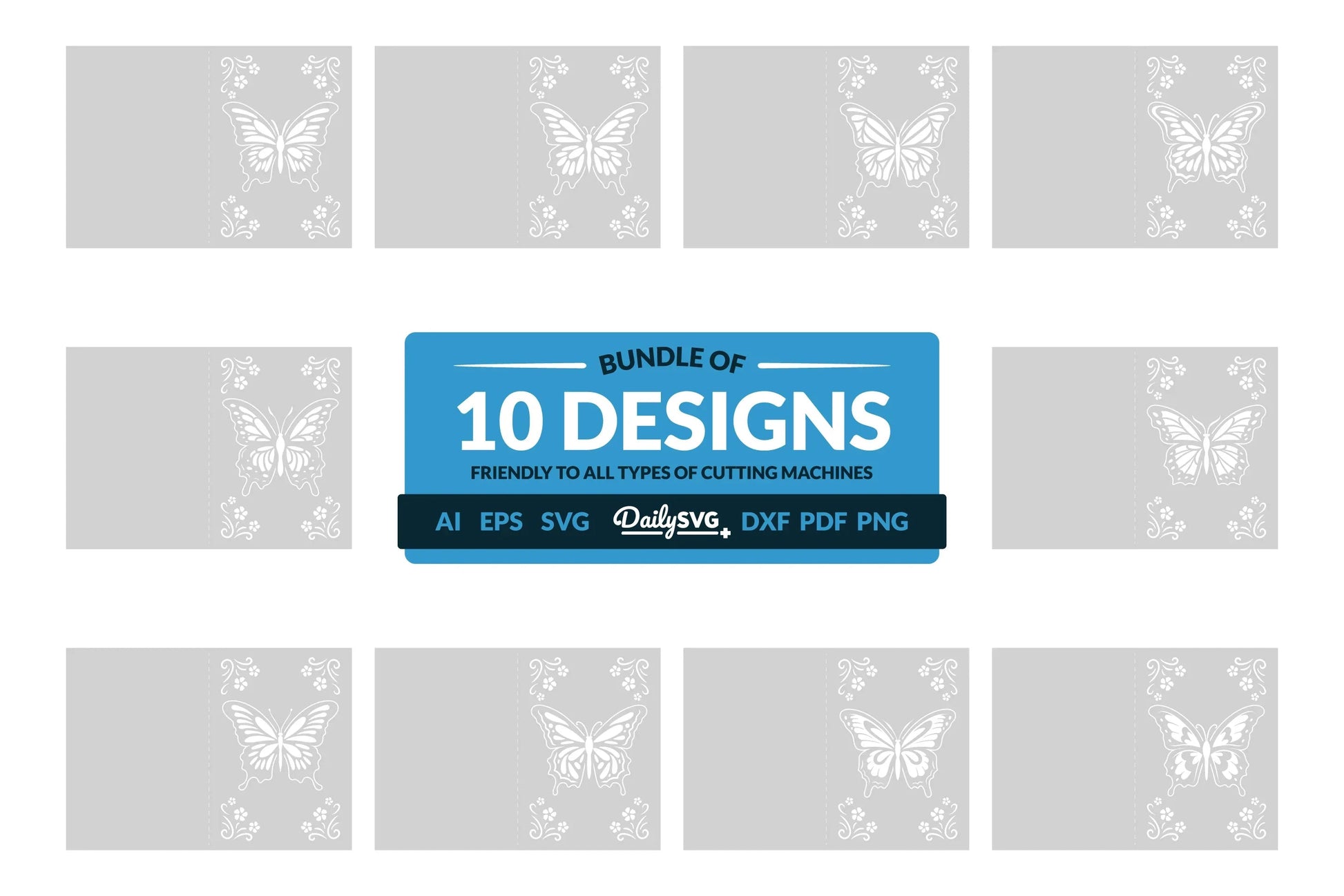 Butterfly Floral Greeting Card Clipart SVG Bundle - CraftNest - Digital Crafting and Art