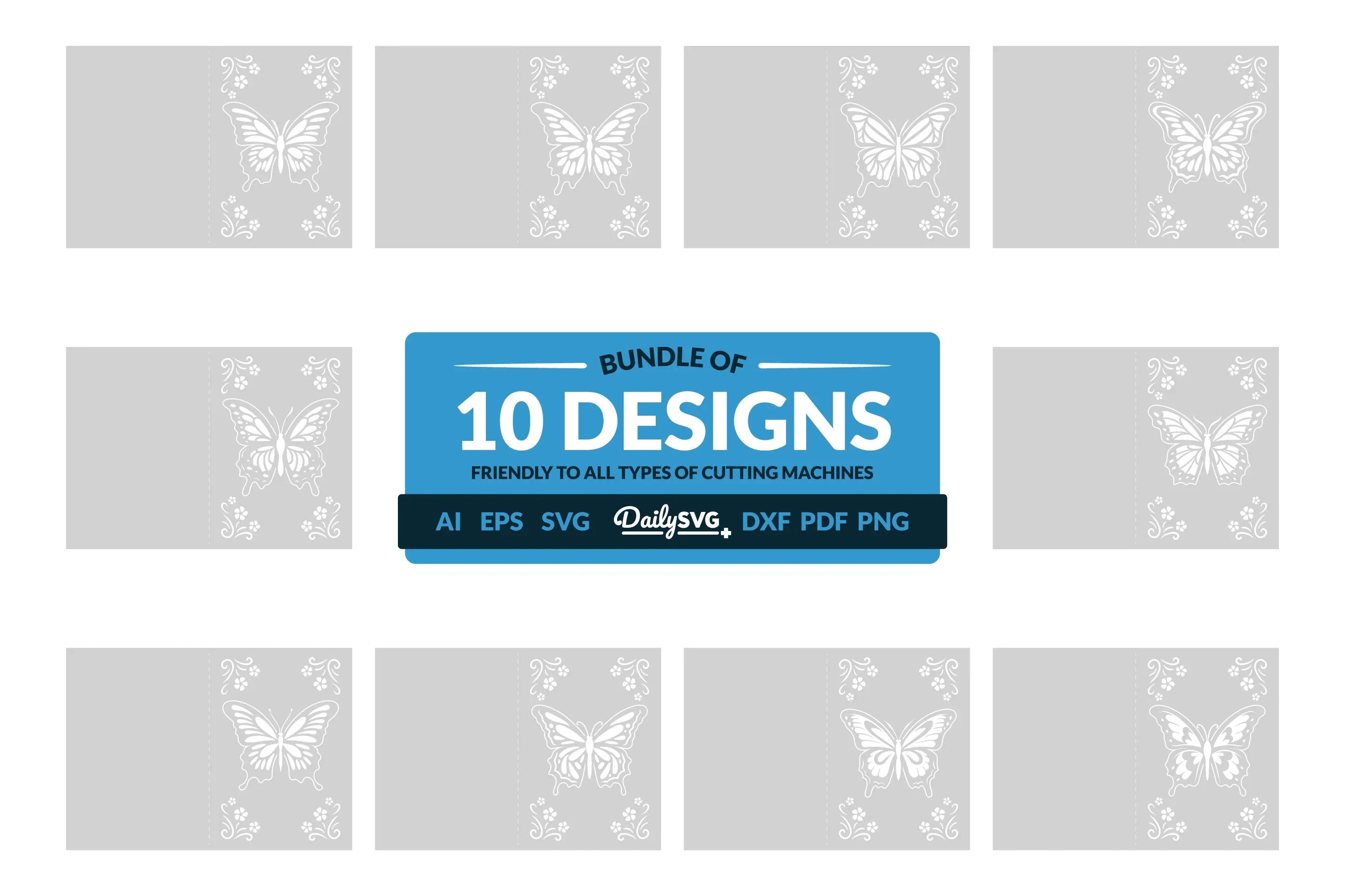 Butterfly Floral Greeting Card Clipart SVG Bundle - CraftNest - Digital Crafting and Art