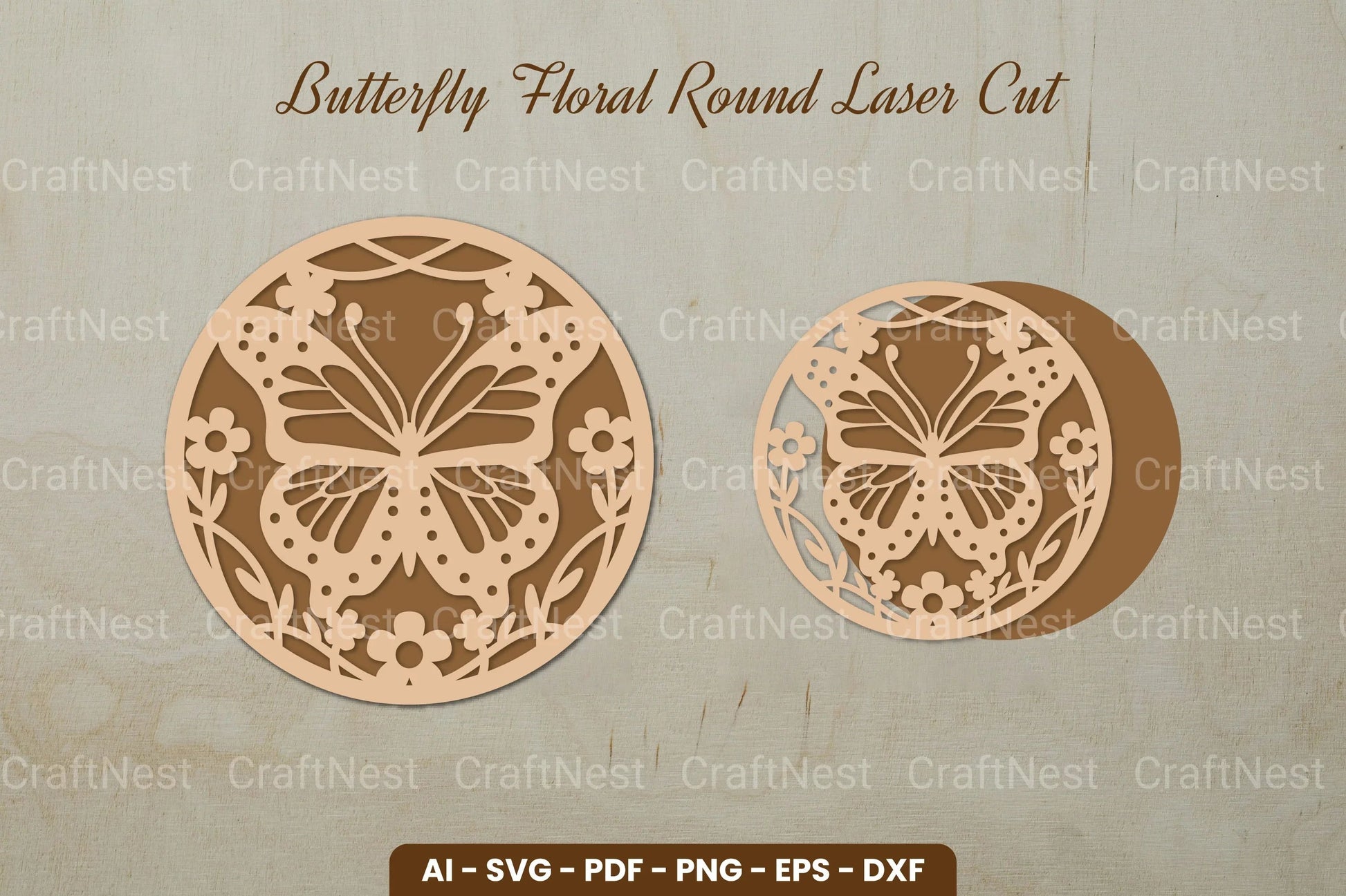 Butterfly Floral Round Laser Cut SVG Bundle - CraftNest - Digital Crafting and Art
