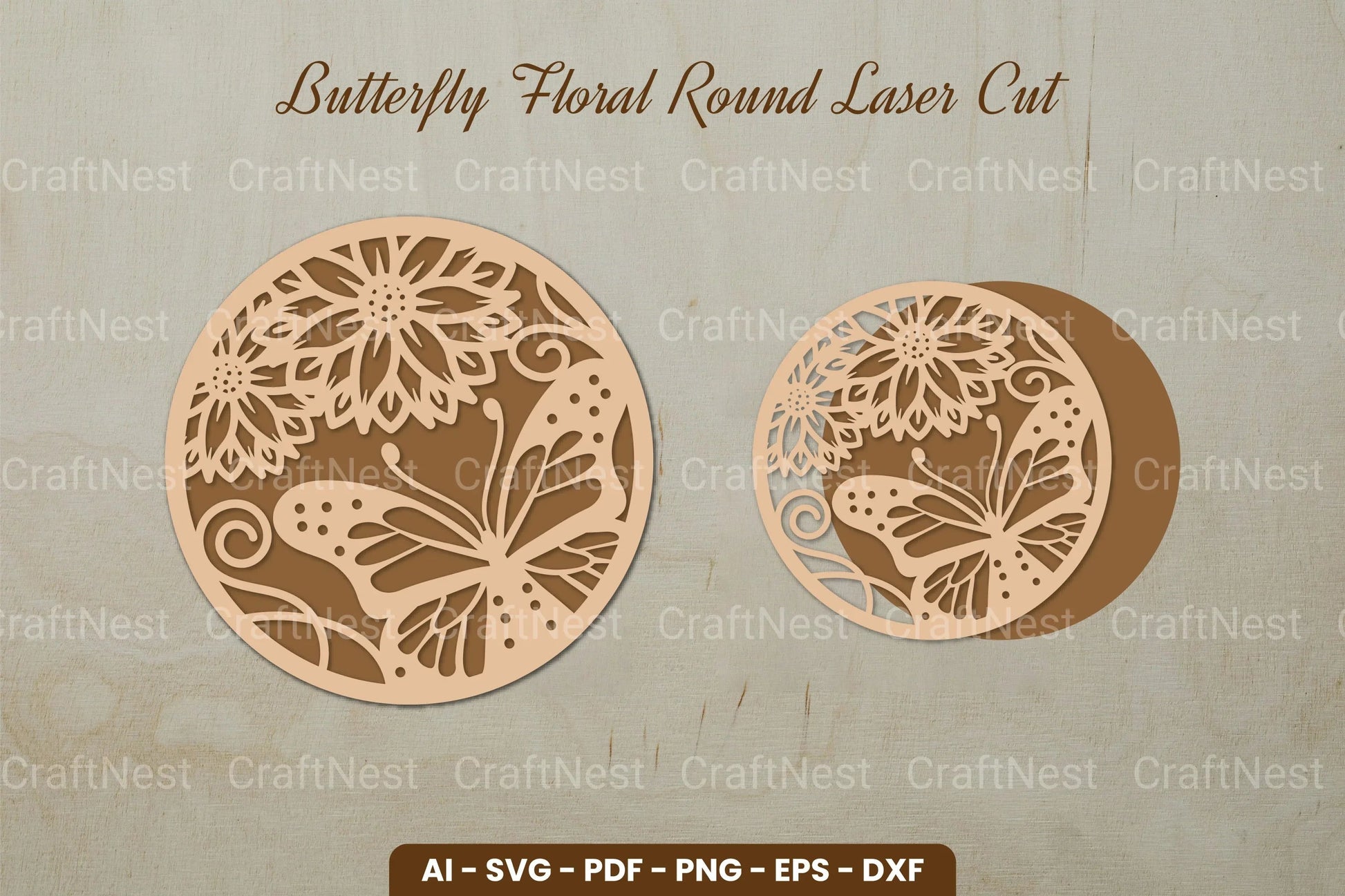Butterfly Floral Round Laser Cut SVG Bundle - CraftNest - Digital Crafting and Art