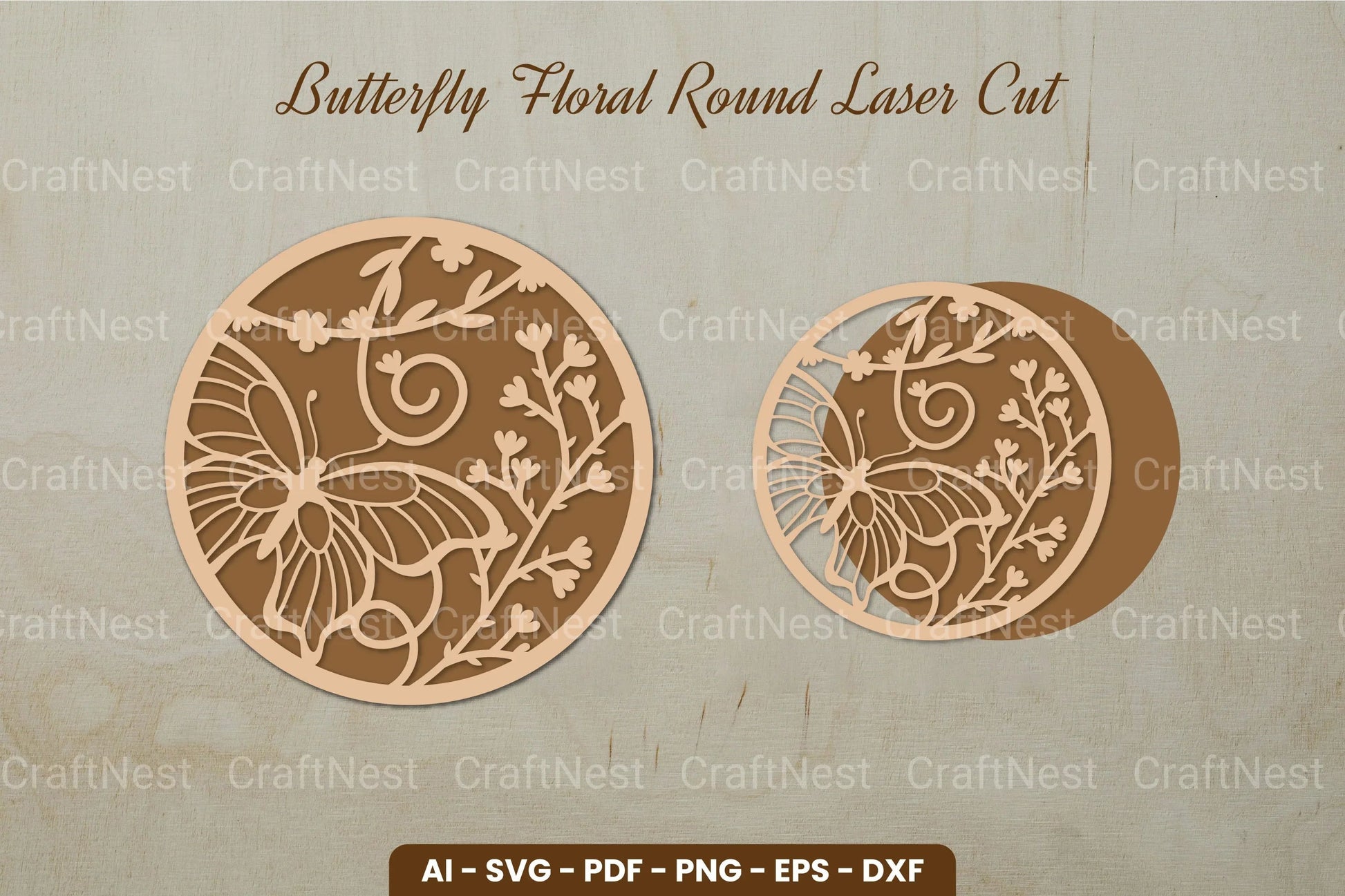 Butterfly Floral Round Laser Cut SVG Bundle - CraftNest - Digital Crafting and Art