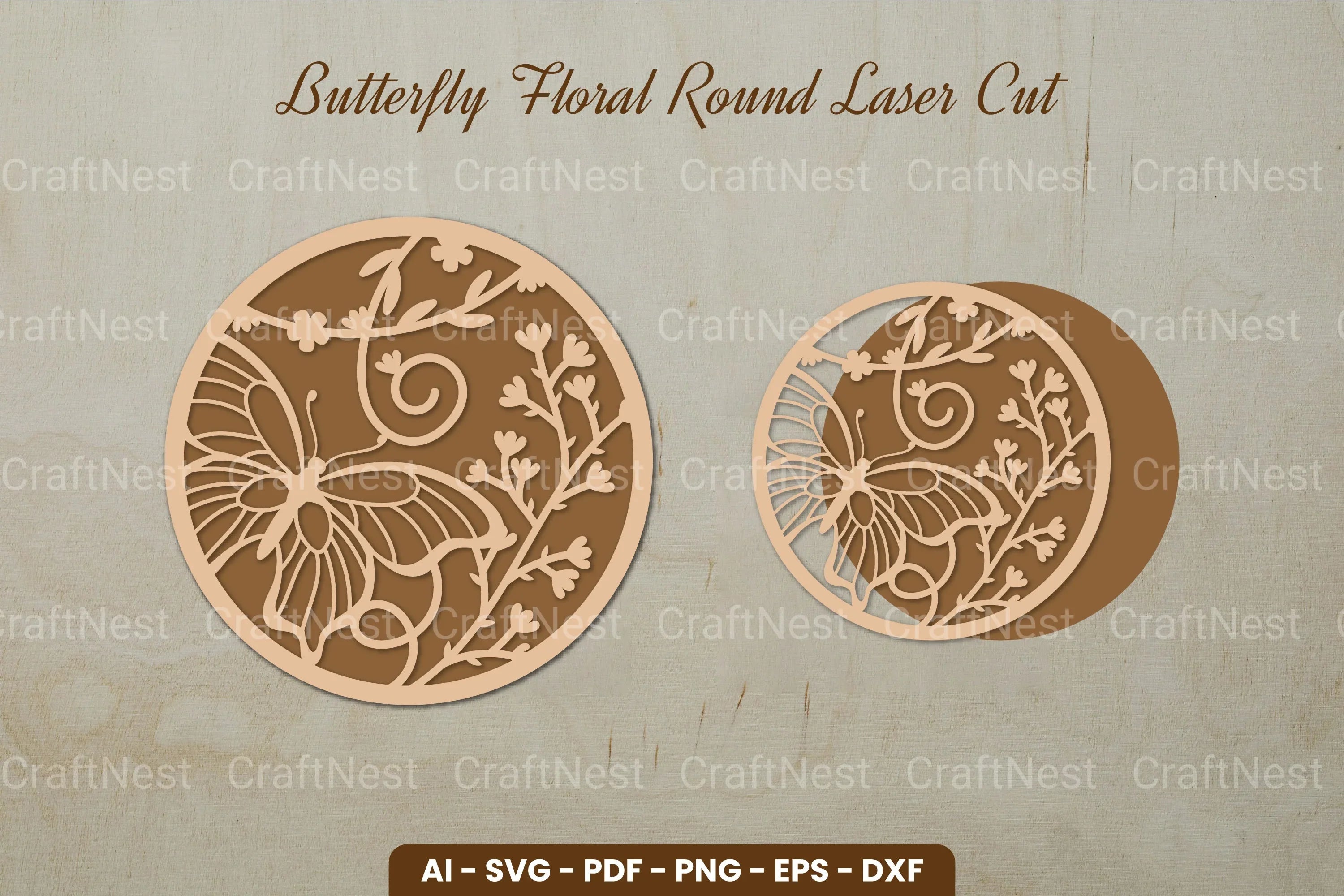 Butterfly Floral Round Laser Cut SVG Bundle - CraftNest - Digital Crafting and Art