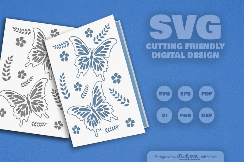 Butterfly Folk Art Greeting Card Clipart SVG Bundle - CraftNest - Digital Crafting and Art