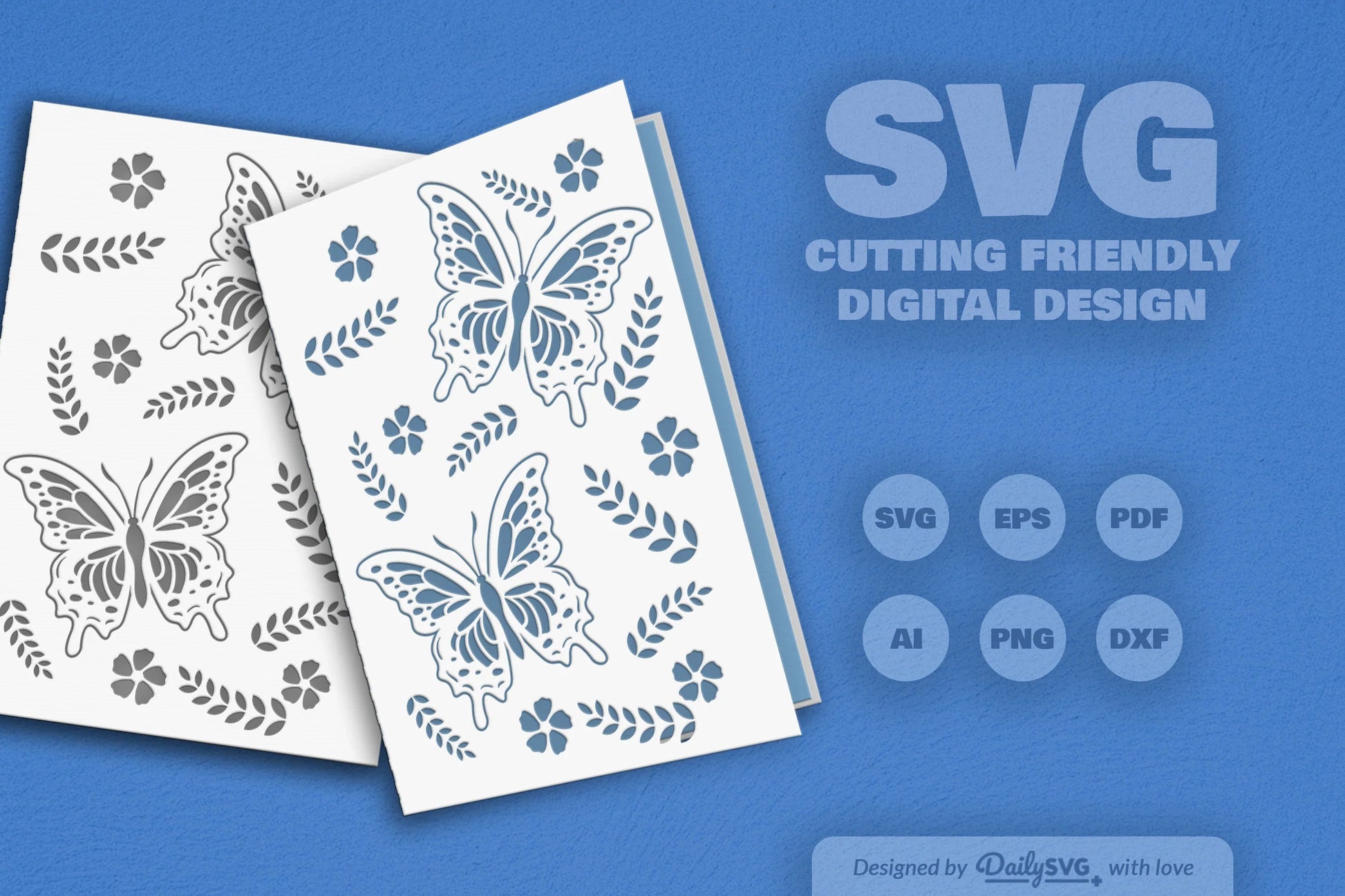 Butterfly Folk Art Greeting Card Clipart SVG Bundle - CraftNest - Digital Crafting and Art