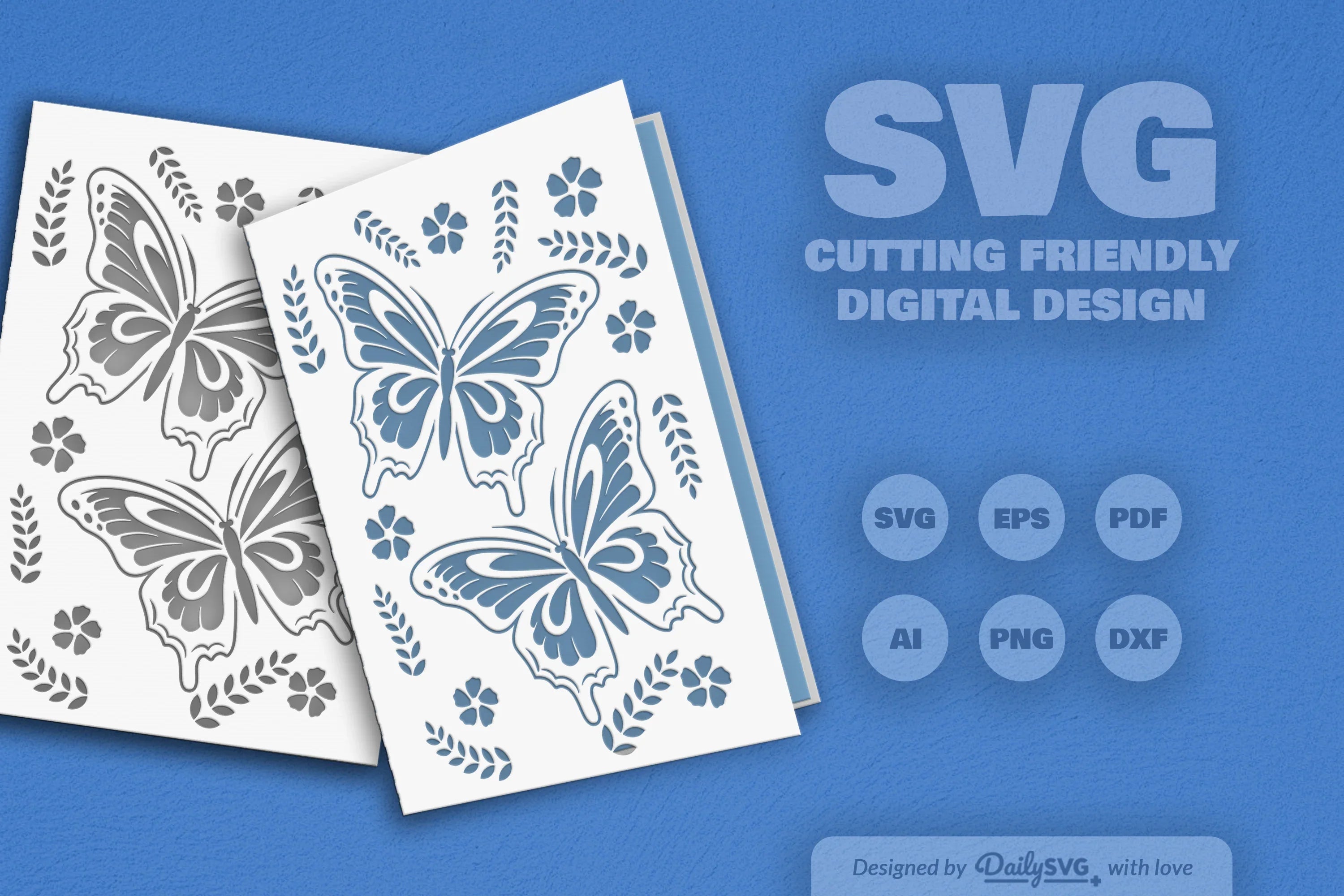 Butterfly Folk Art Greeting Card Clipart SVG Bundle - CraftNest - Digital Crafting and Art