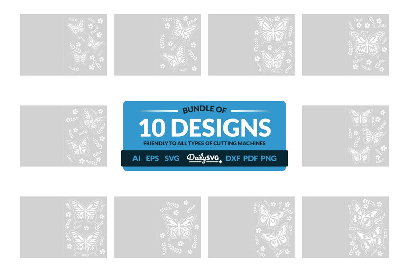 Butterfly Folk Art Greeting Card Clipart SVG Bundle - CraftNest - Digital Crafting and Art