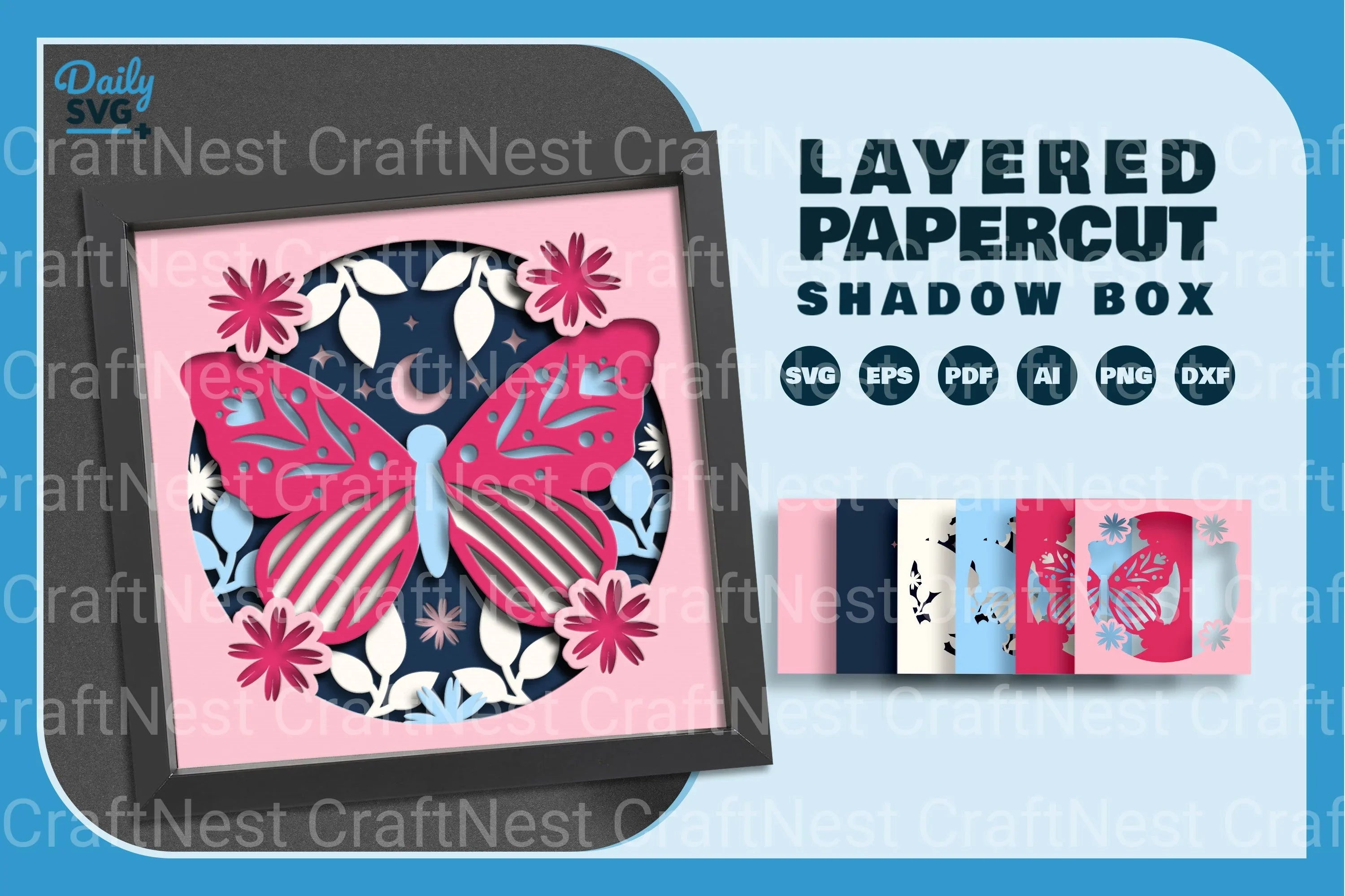 Butterfly Folk Art Papercut Square SVG Bundle