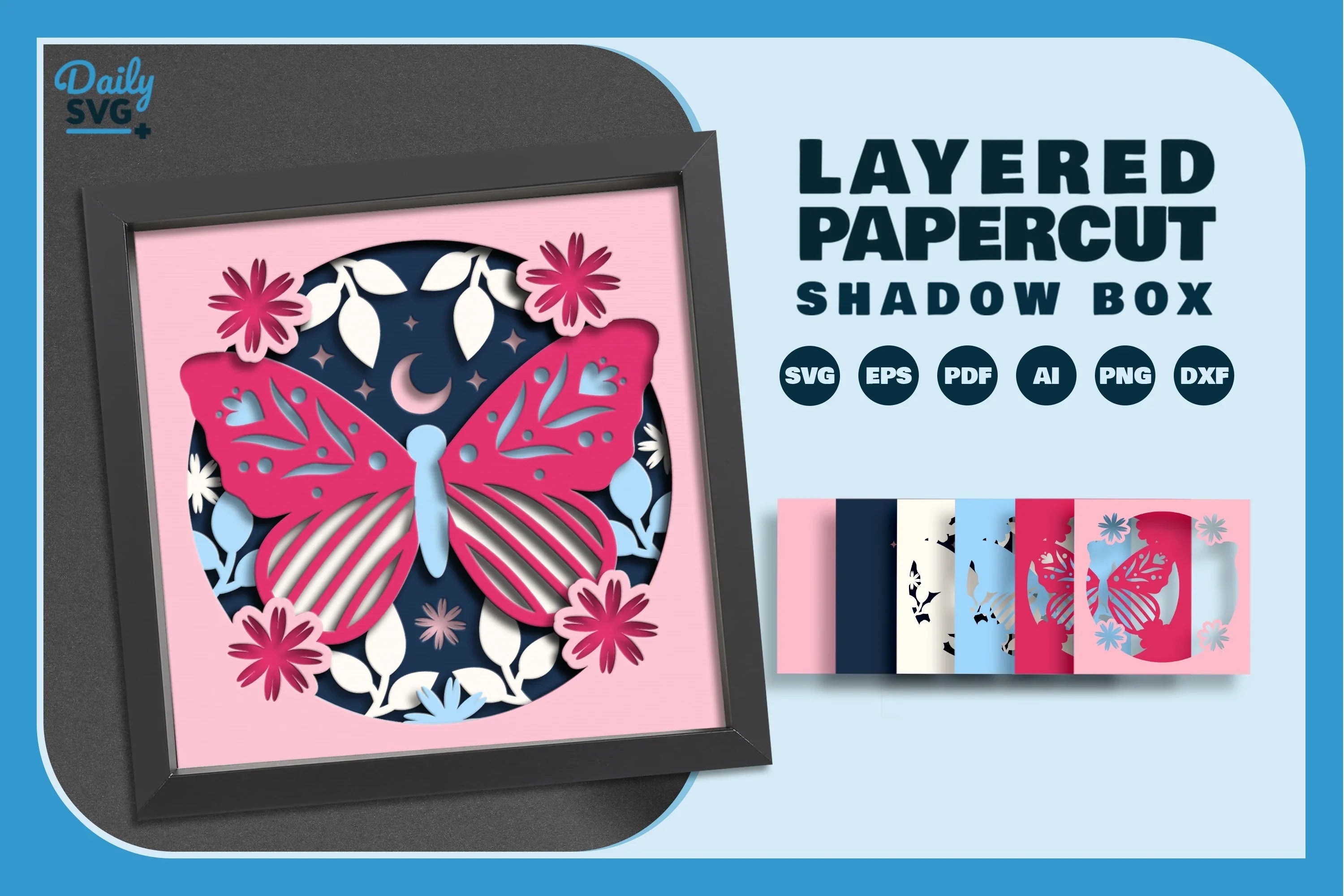 Butterfly Folk Art Papercut Square SVG Bundle - CraftNest - Digital Crafting and Art