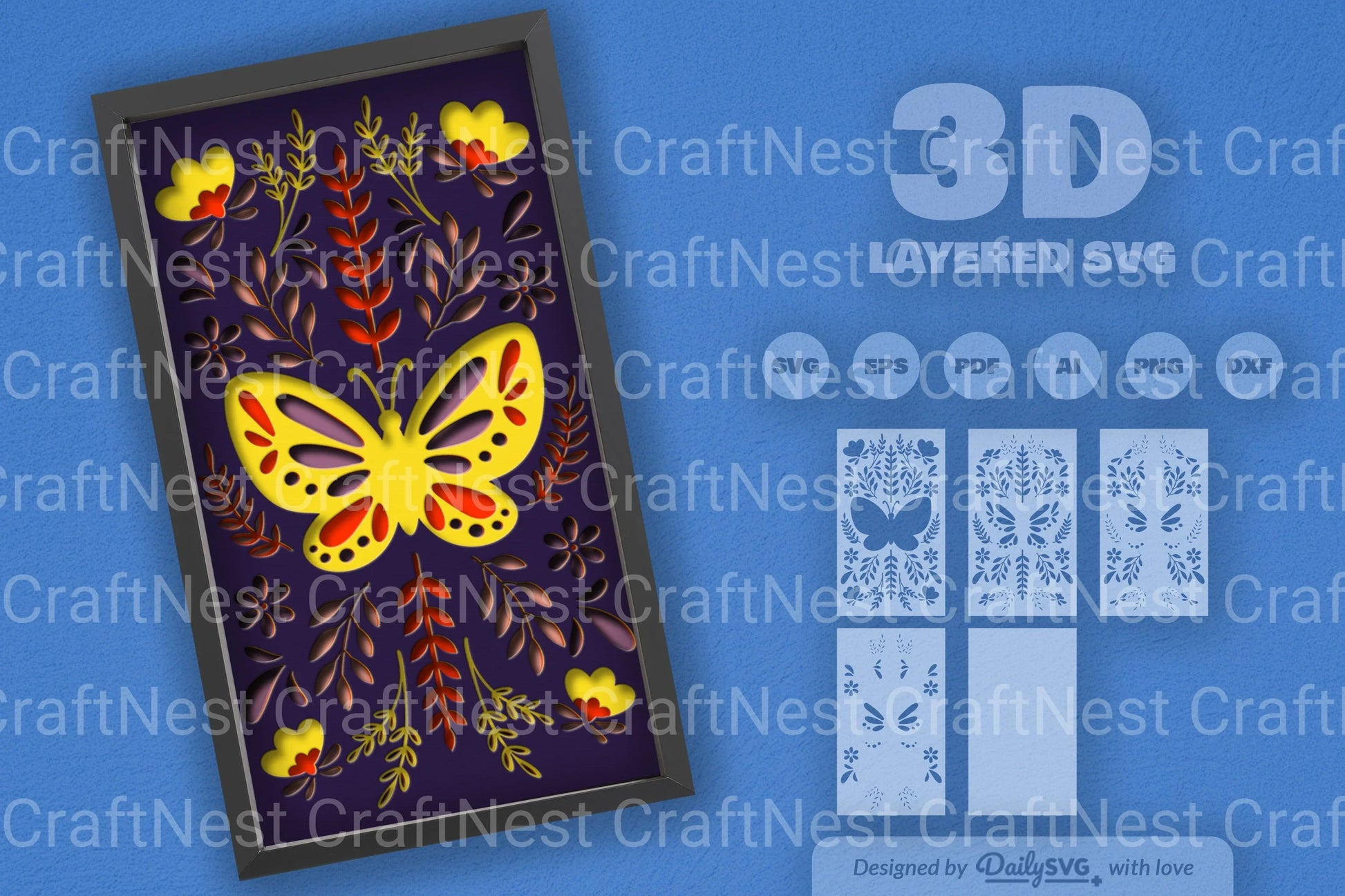 Butterfly Folk Art Papercut SVG Bundle - CraftNest - Digital Crafting and Art