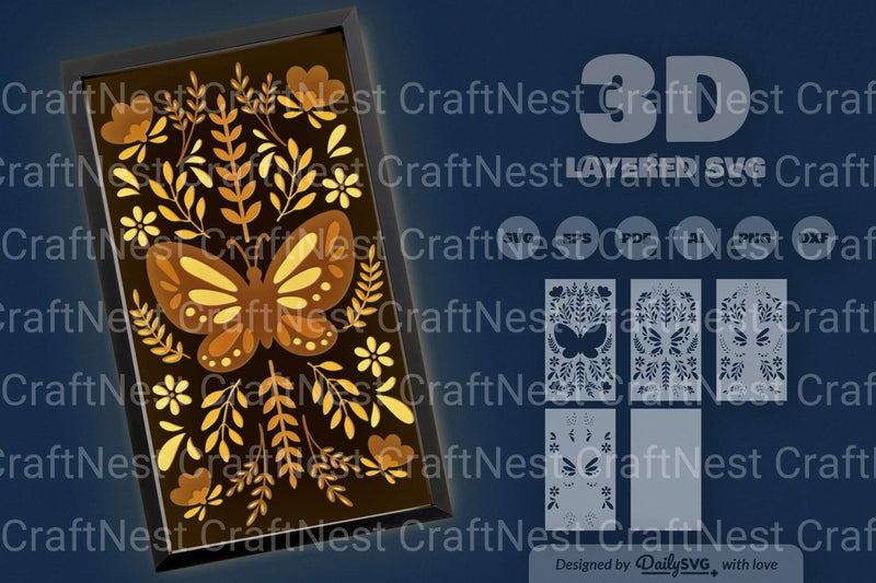 Butterfly Folk Art Papercut SVG Bundle - CraftNest - Digital Crafting and Art